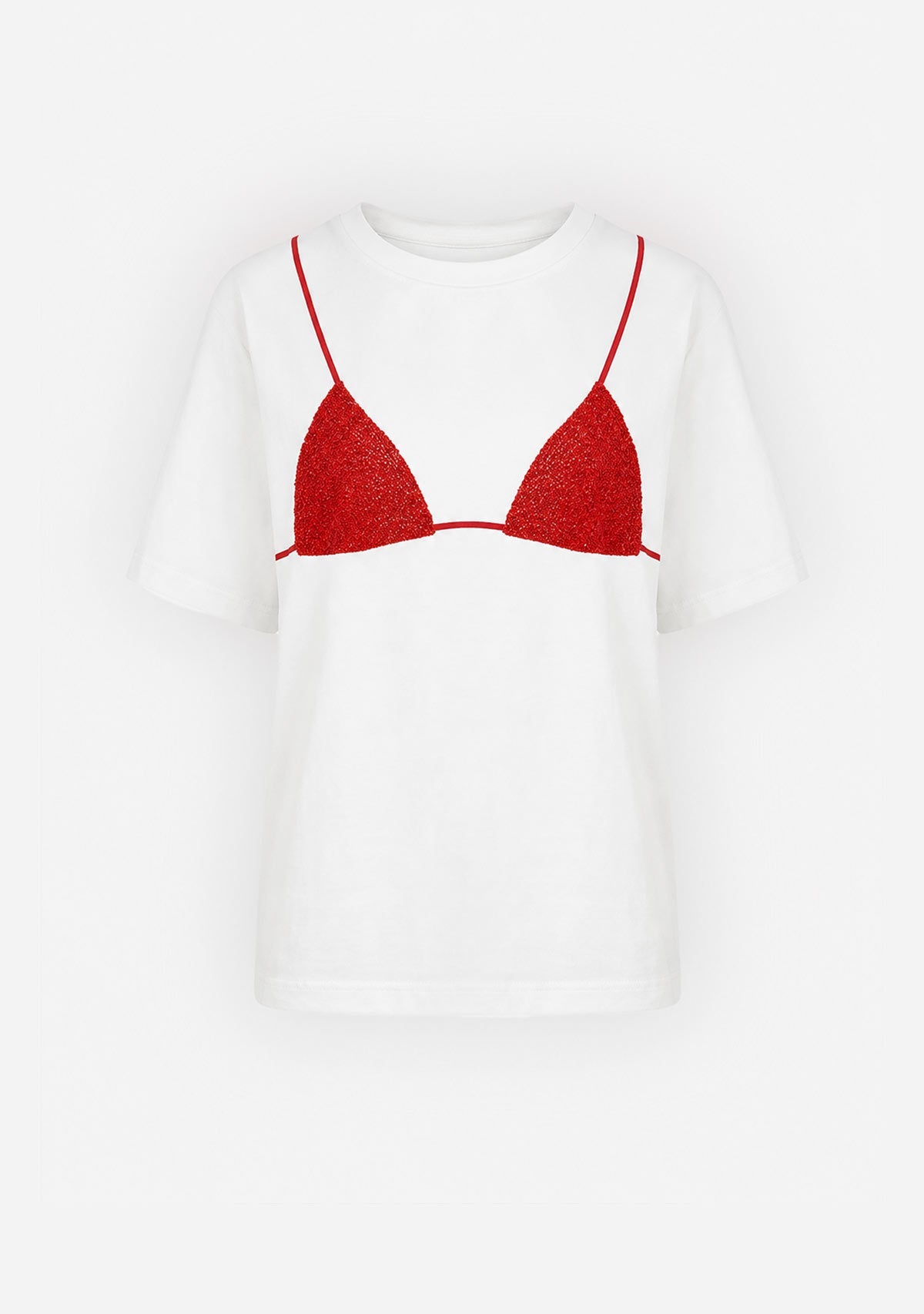 Caviar Print Bikini Graphic Tee White/Red RAISONNEL