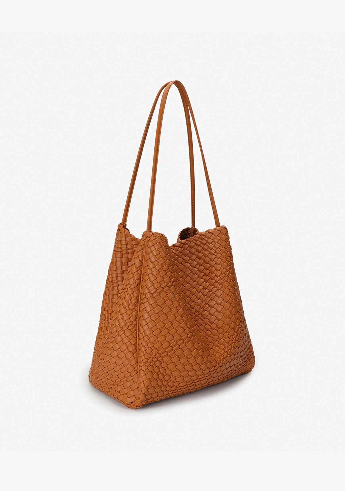 Hollace North South Tote Woven Light Taupe The Latest Scoop