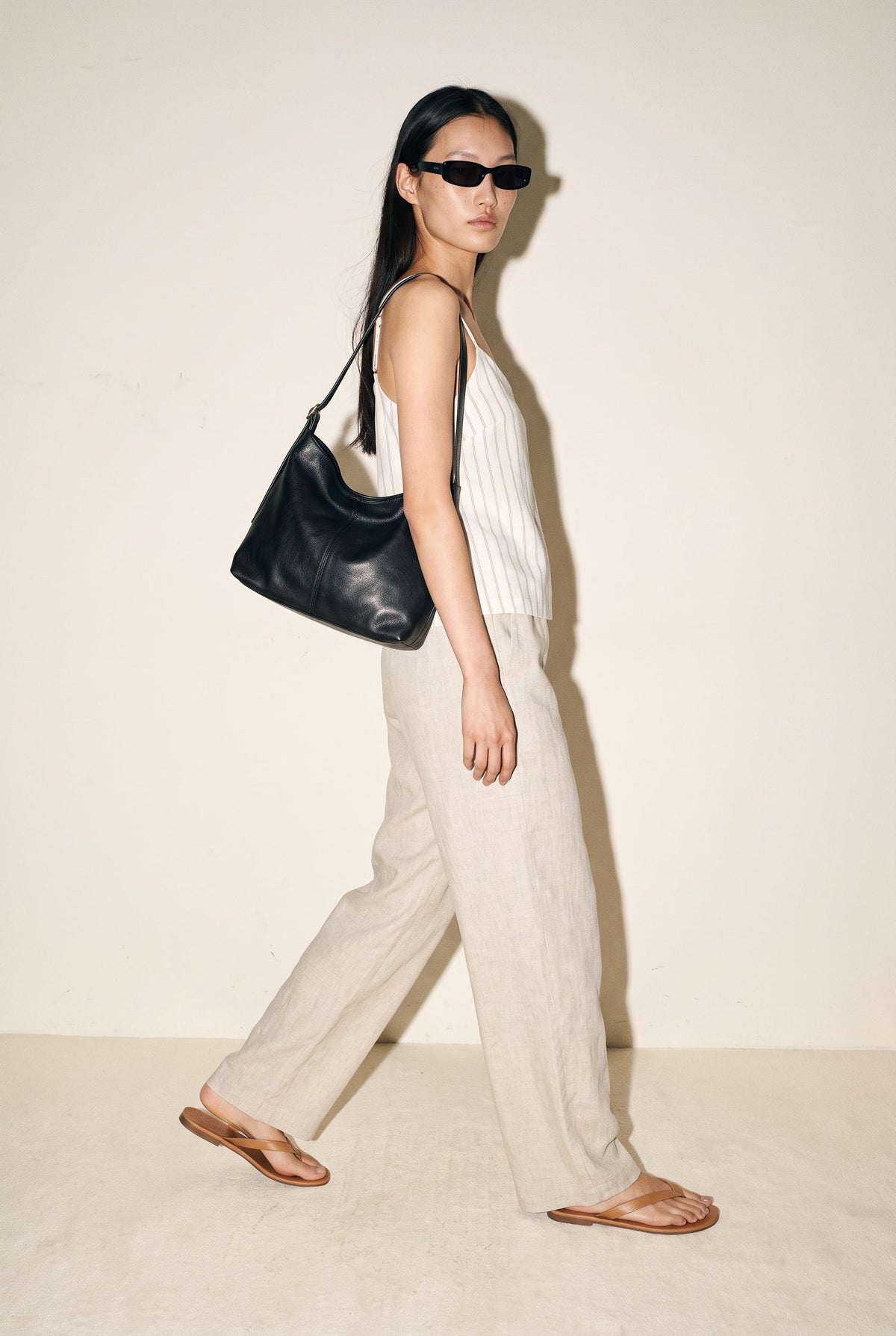Jx almira Linen Blend Singlet Top Blanc de Blanc Silver Mink JJXX