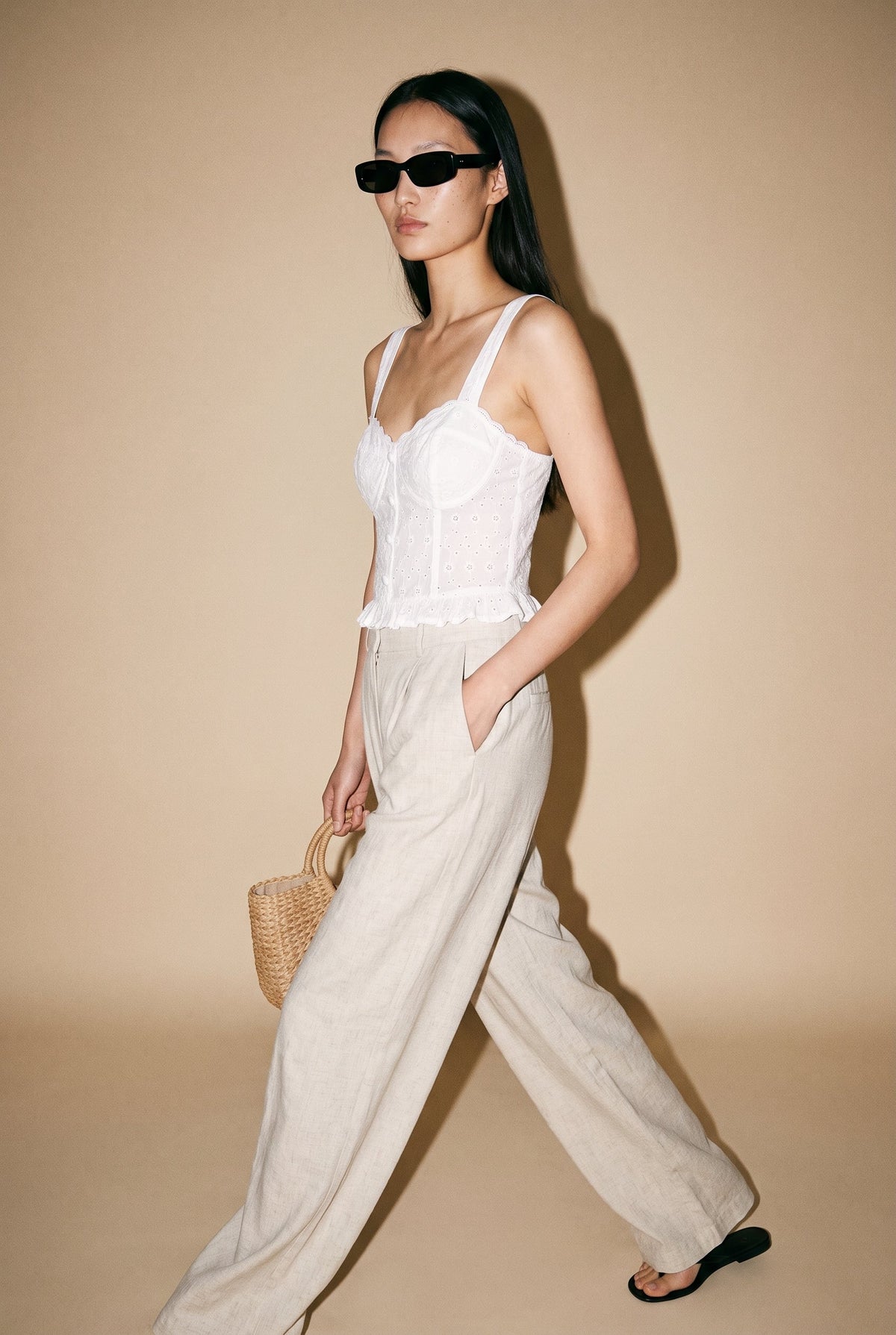 Eyelet Button Down Lace Trim Corset Linen Top White The Workshop