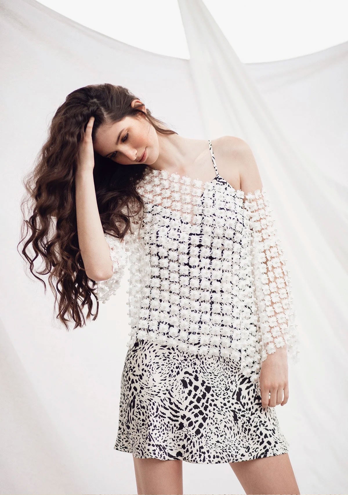 Blouse au crochet de perles