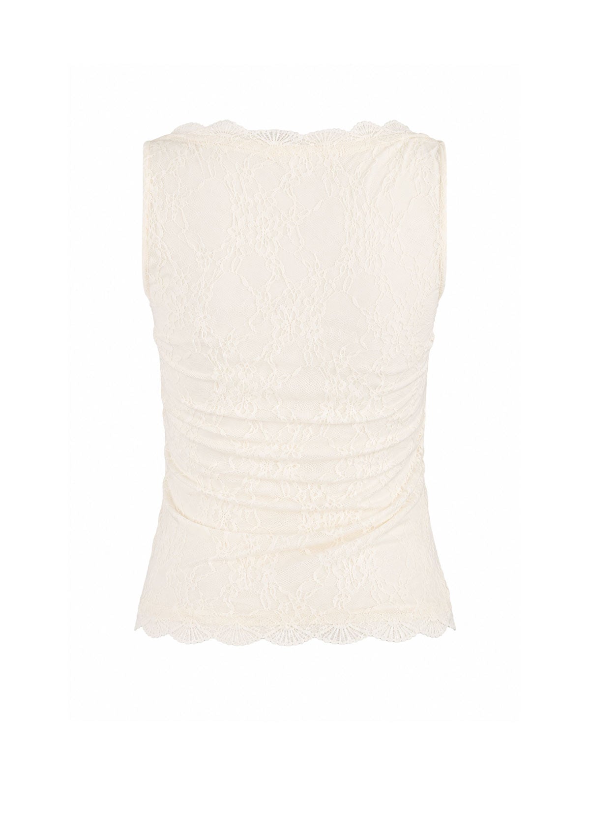 Lace Sleeveless V Neck Top Ivory