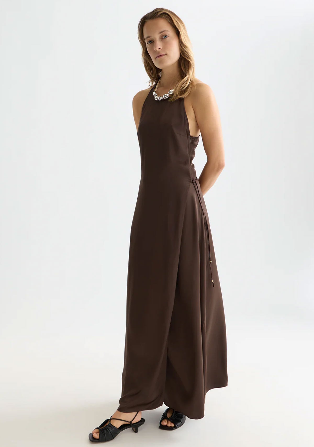 Viscose Maxi Cami Wrap Dress Hot Fudge