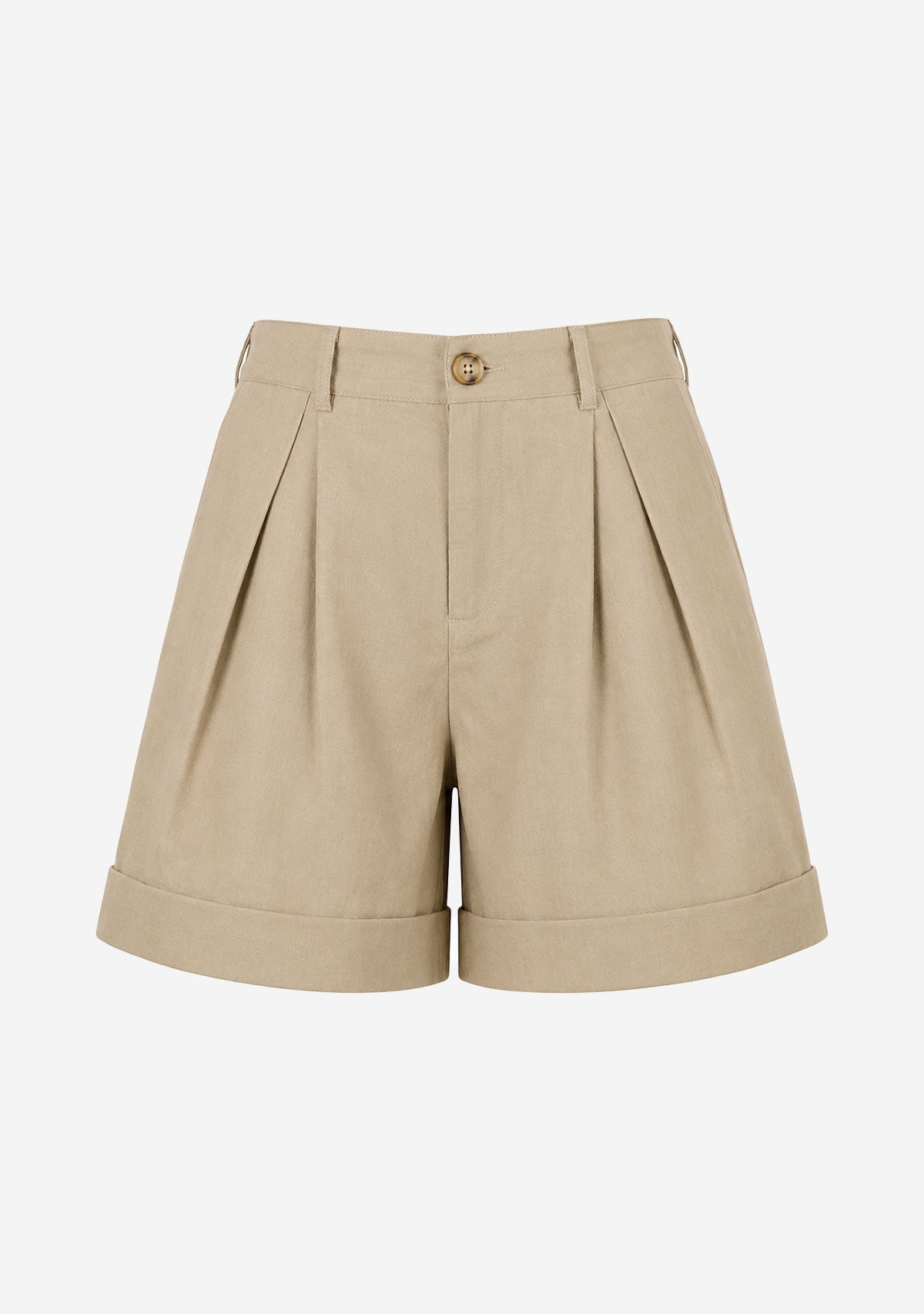 Pleated Front Relaxed Fit Shorts Green