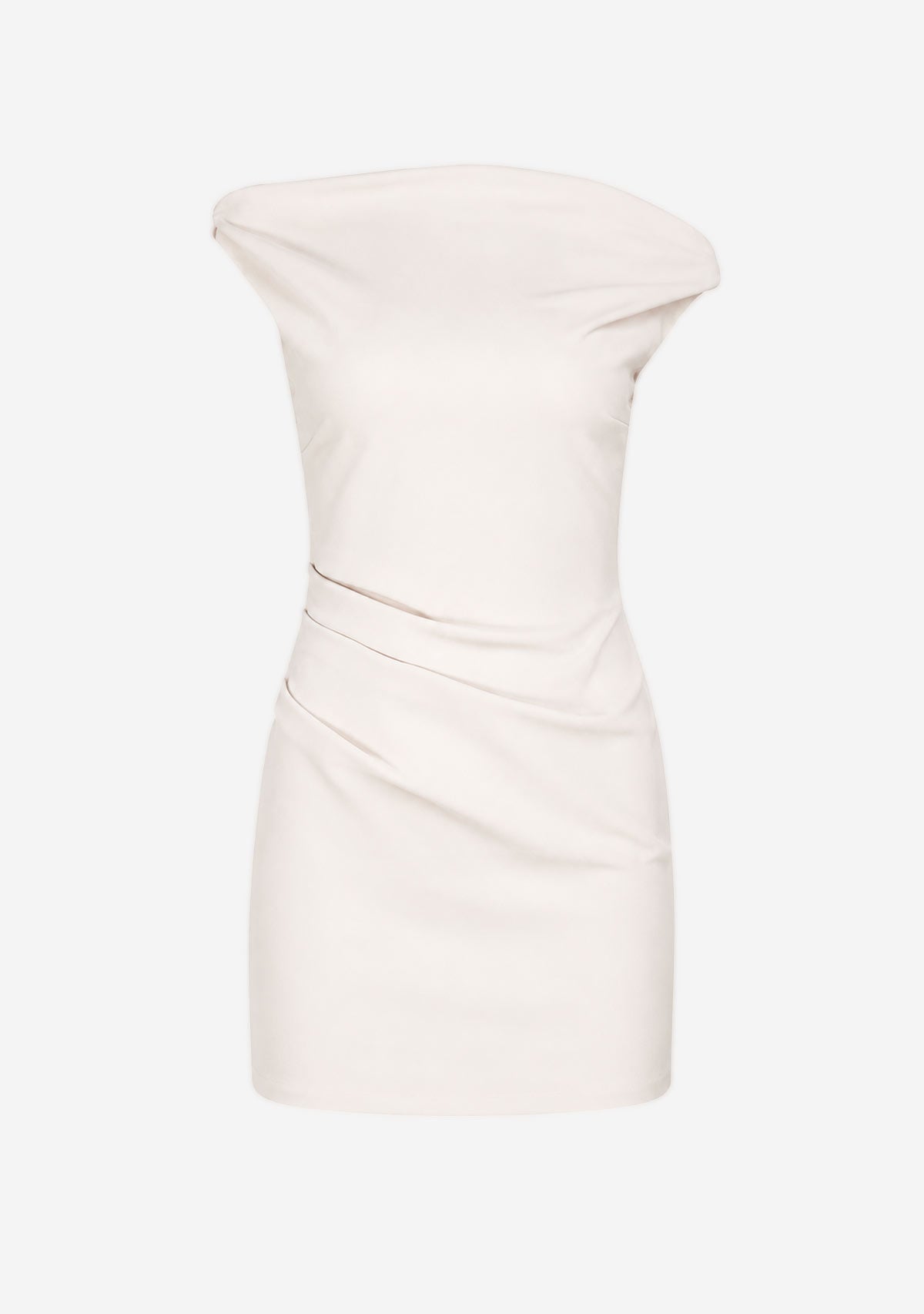 Ruched Midi Dress White
