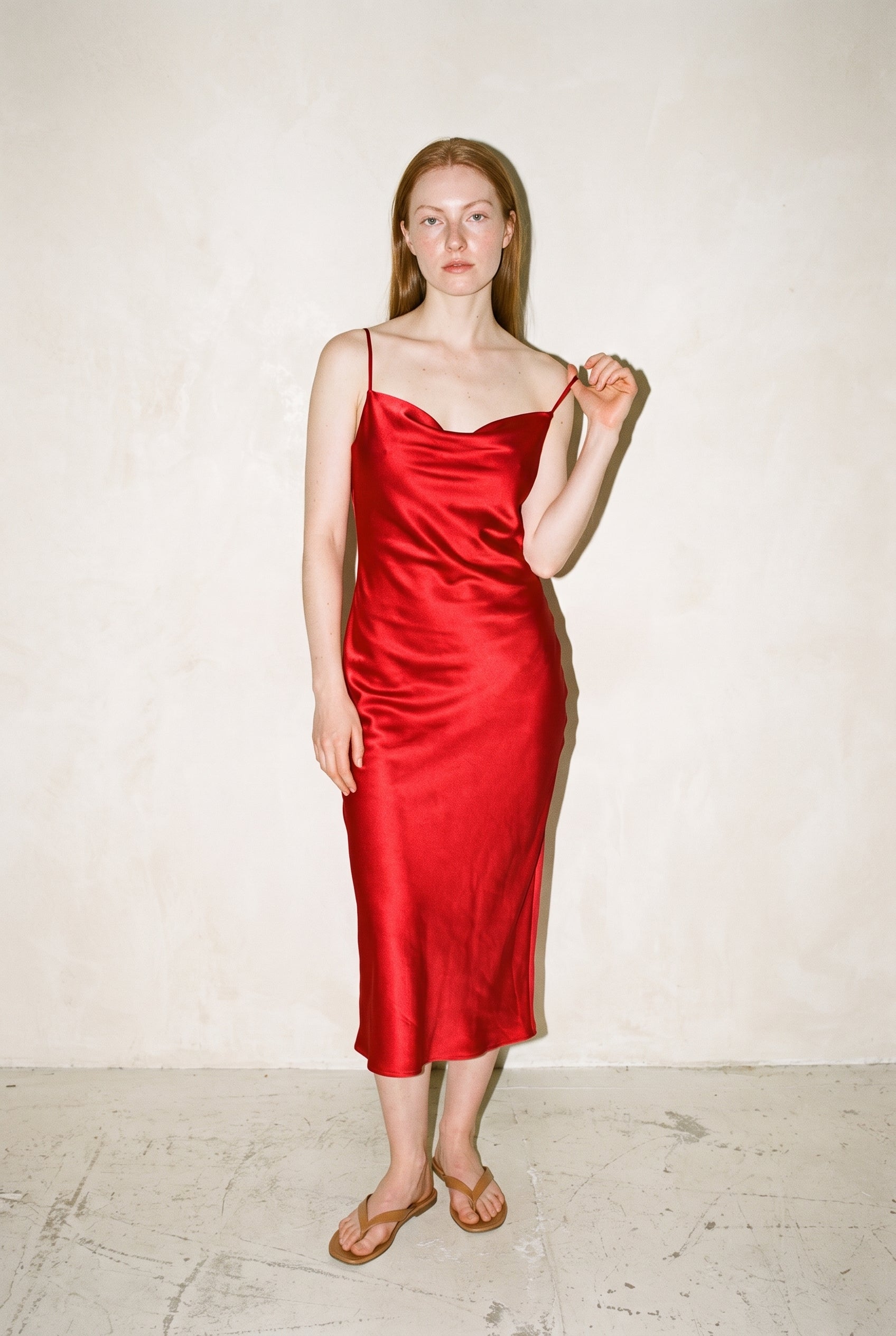 Mari Satin Slip Dress Cabernet