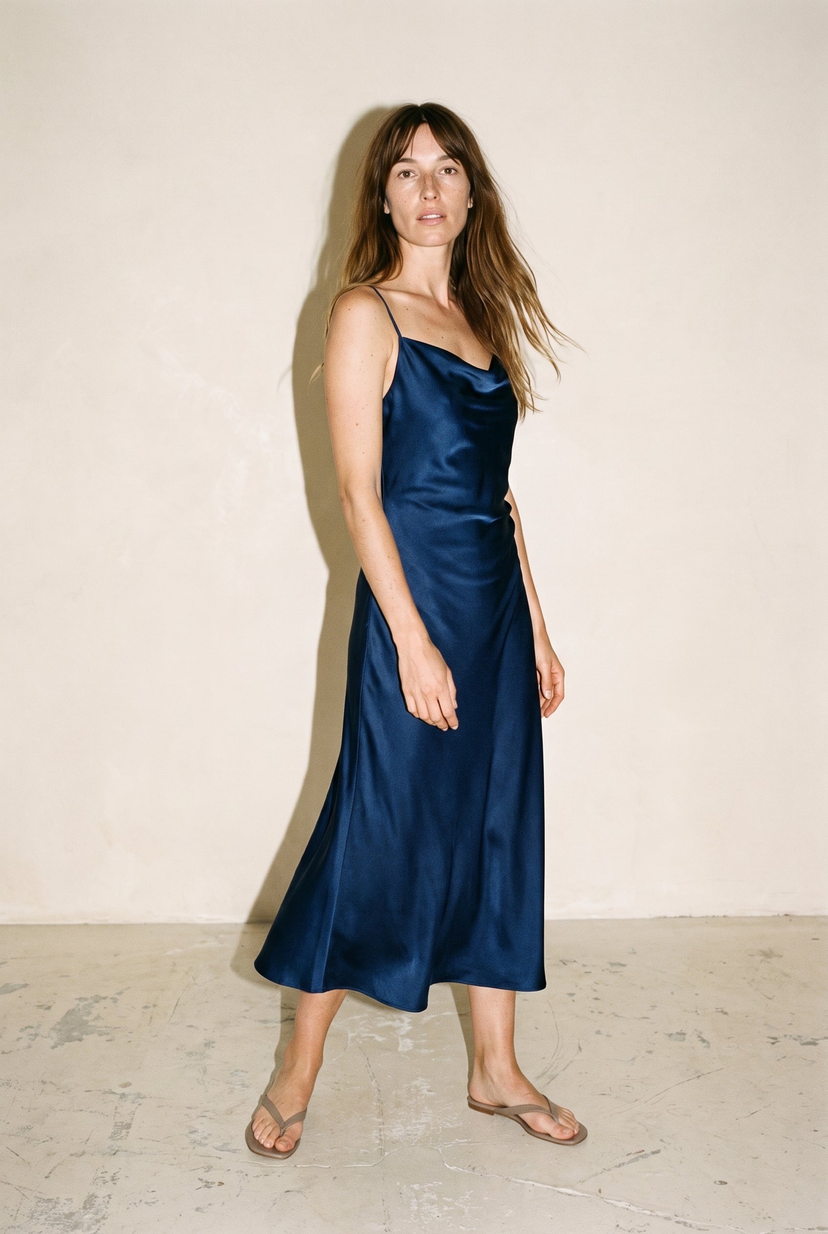 Mari Satin Slip Dress Midnight