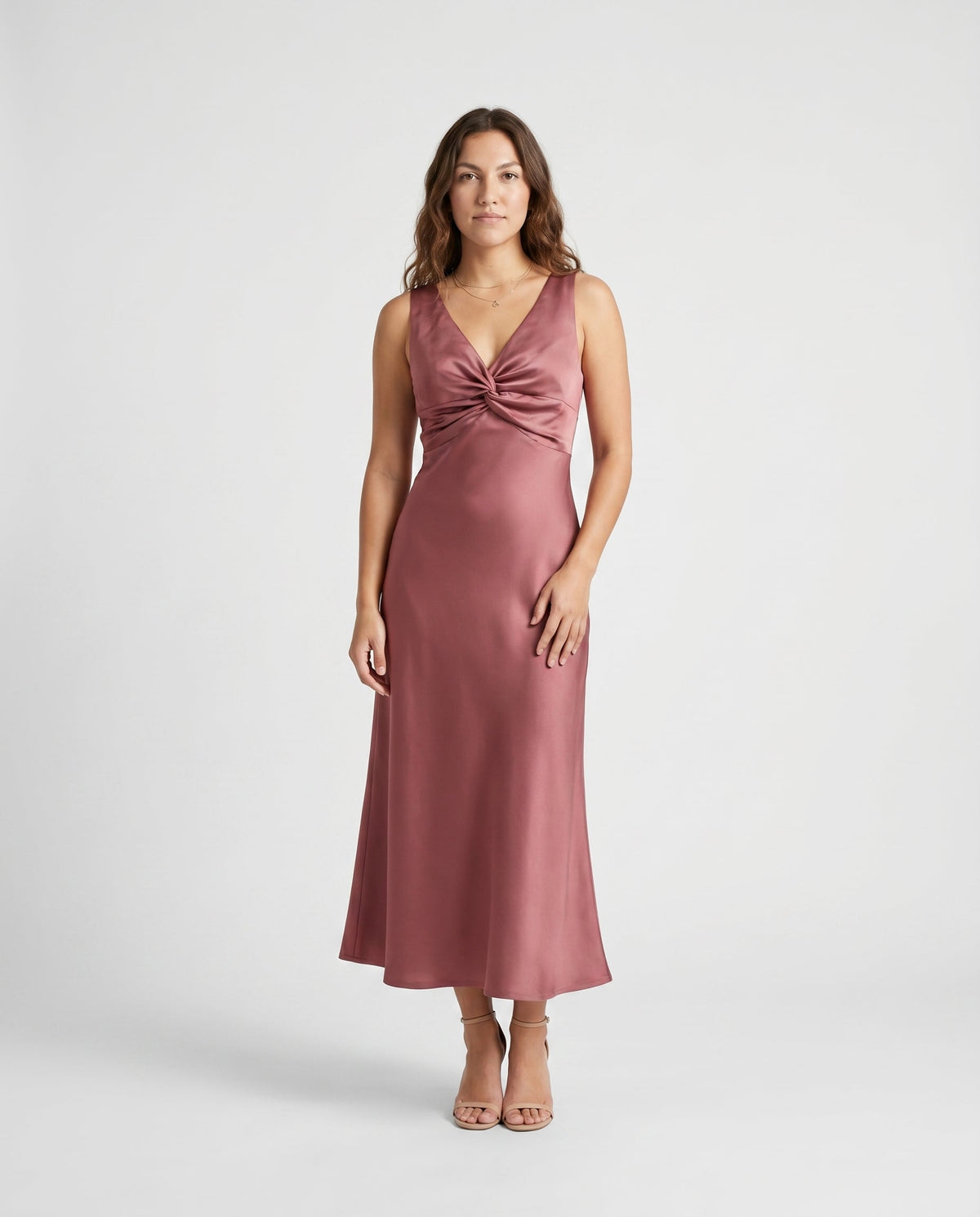 Ruched Bust Satin Maxi Dress Burgundy 12 Rue Collette