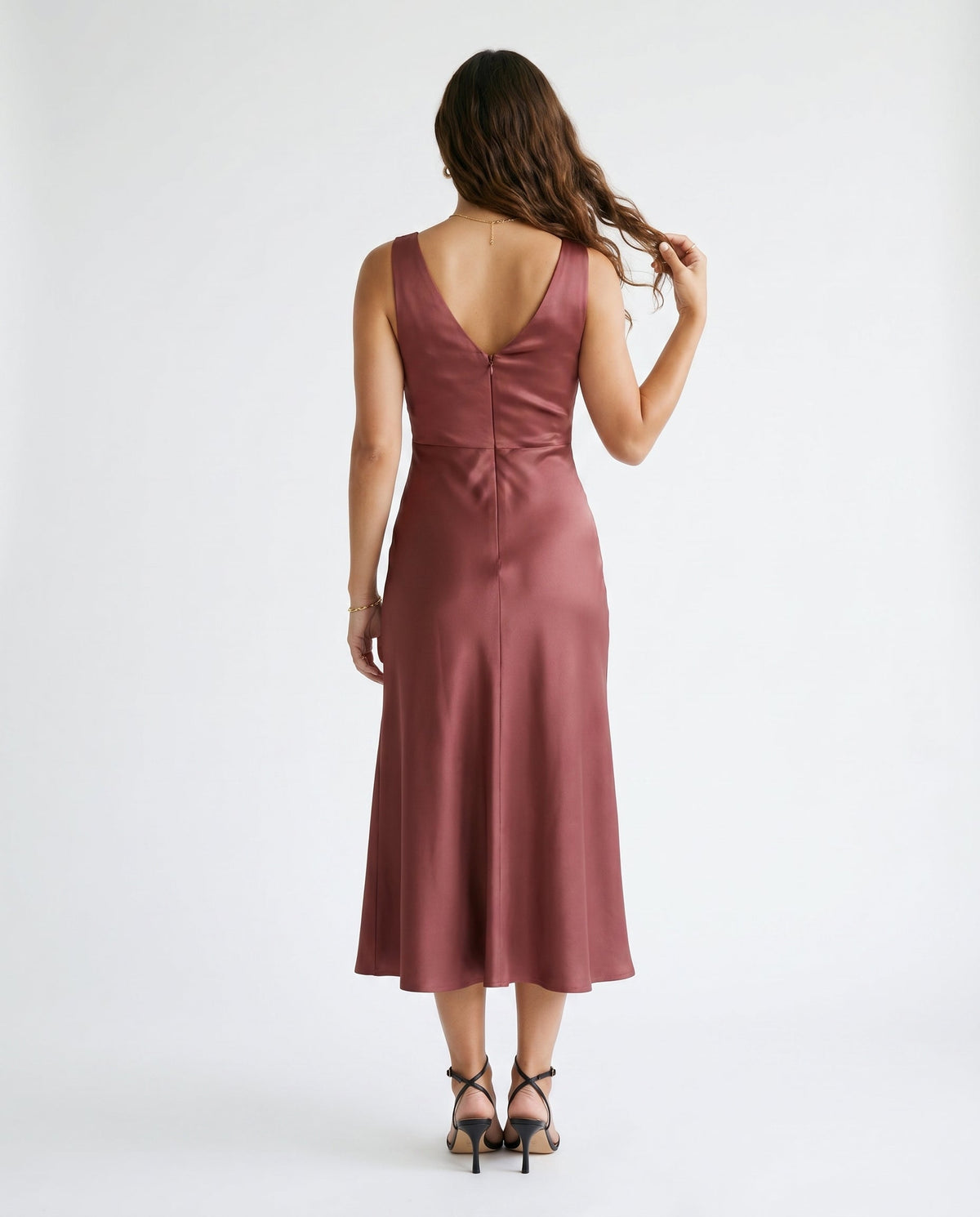 Ruched Bust Satin Maxi Dress Burgundy 12 Rue Collette