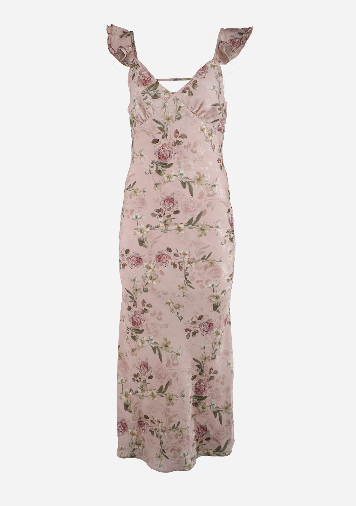 My Darling Flutter Shoulder Maxi Dress Blush/Rose