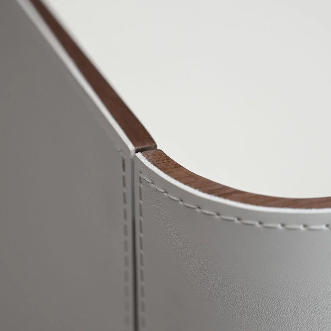 SUMU 2-Drawer Side Table Cream Leather