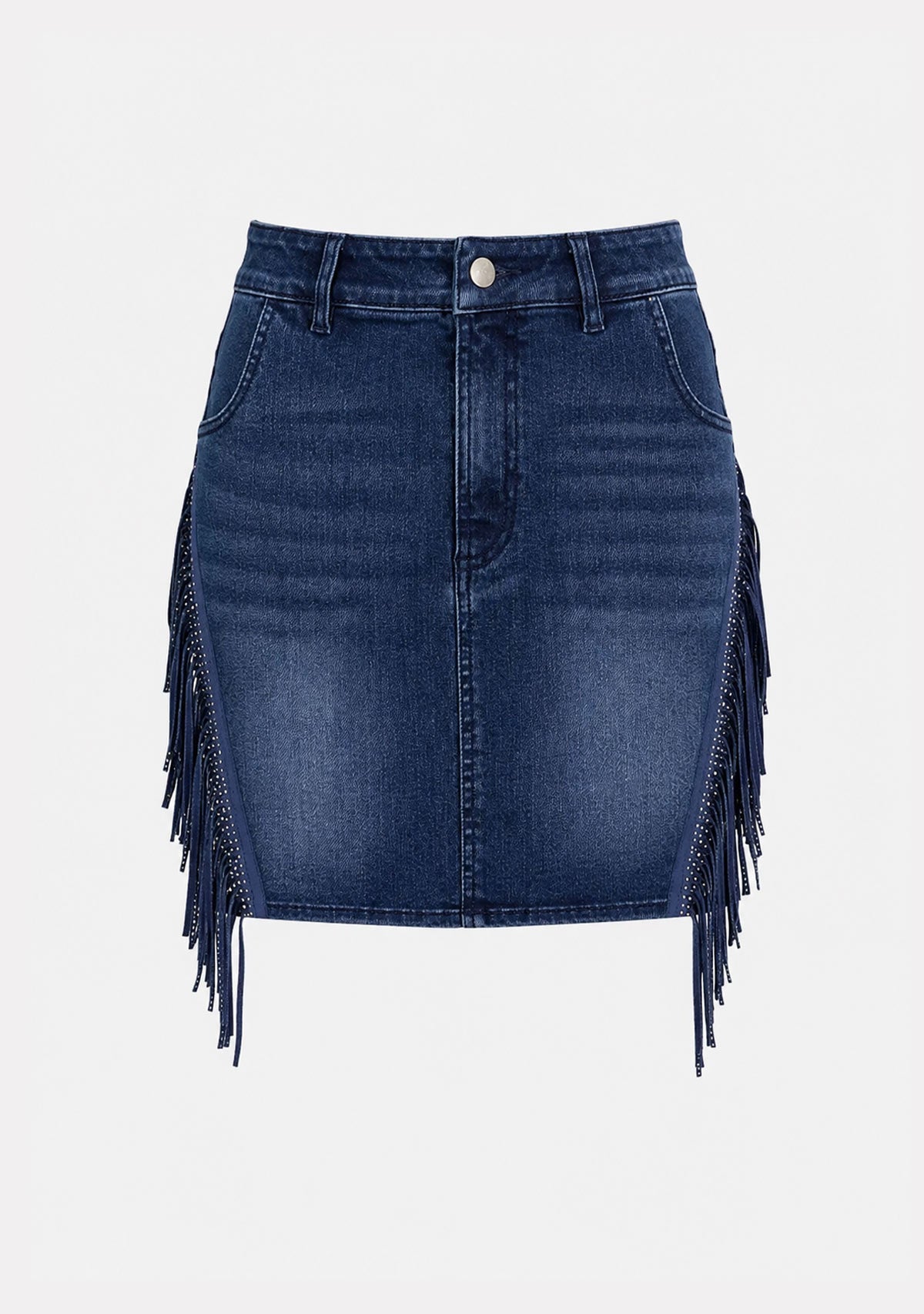 Fringed Denim Mini Skirt Dark Denim Saints & Hearts