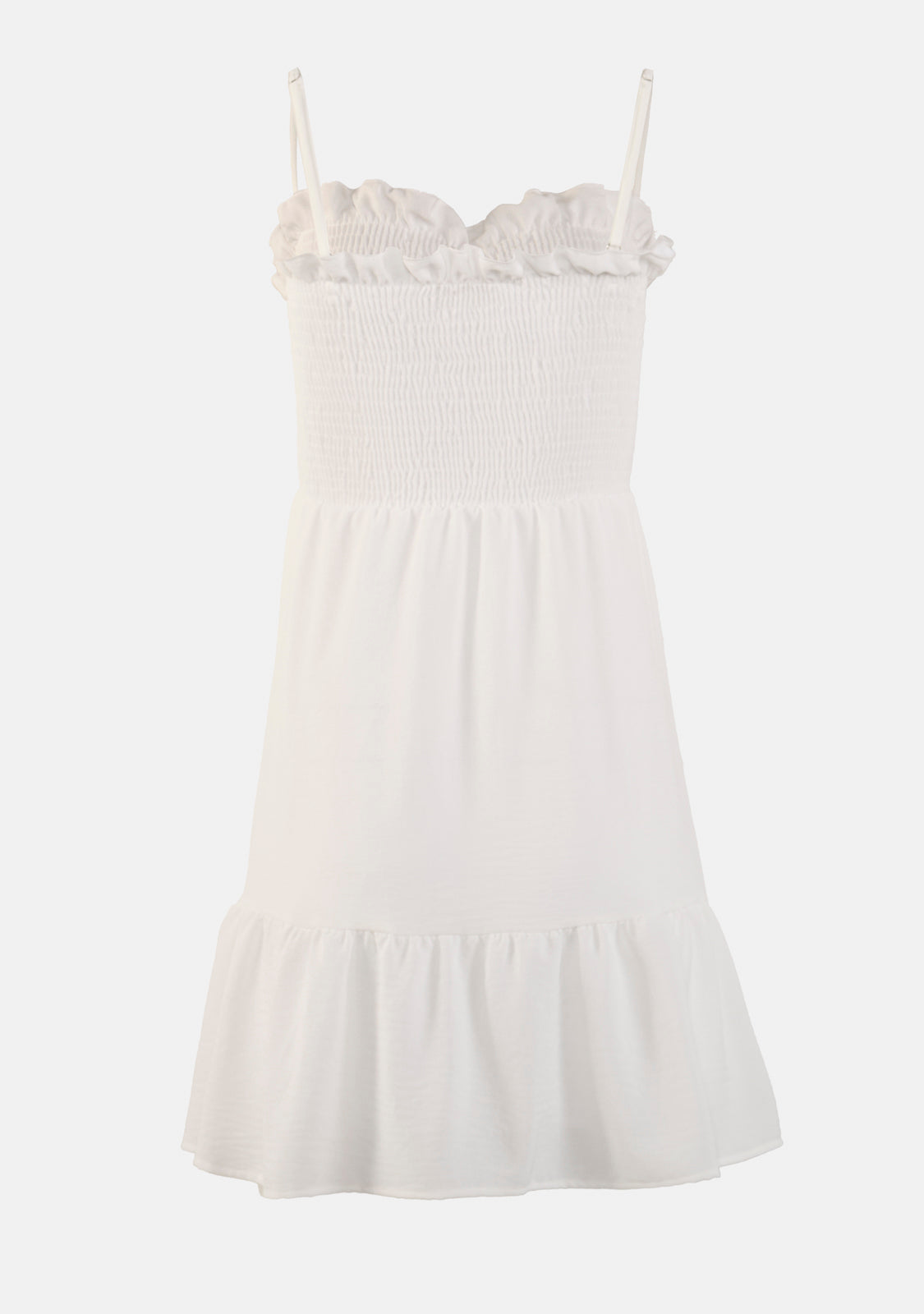 Solid Smocked Ruffle Dress