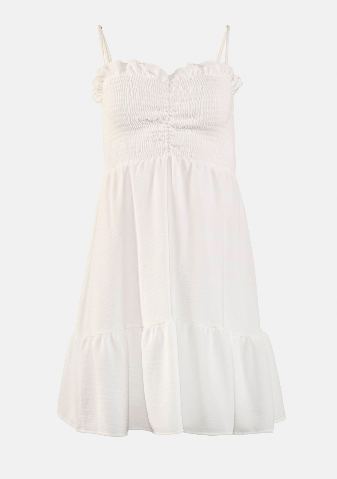 Solid Smocked Ruffle Dress