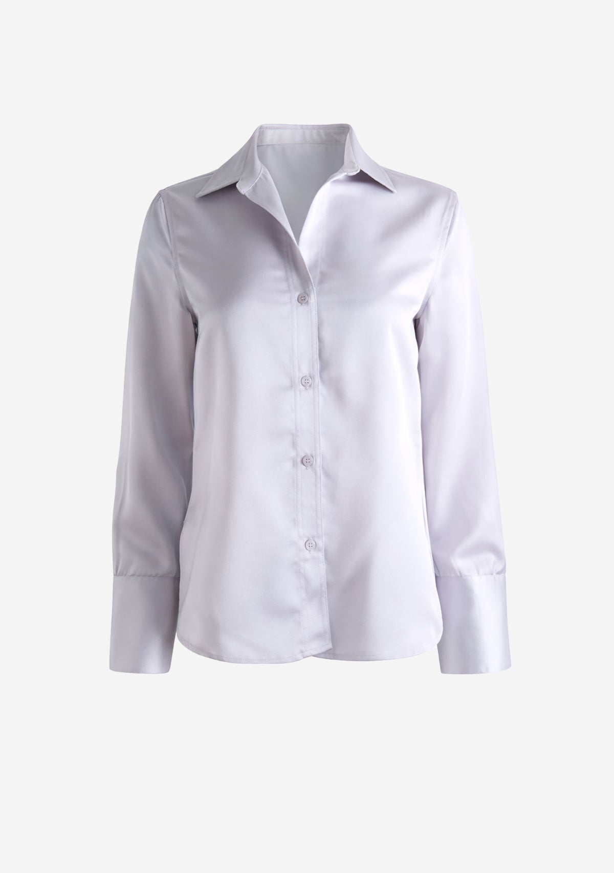 Satin Button Down Blouse Gray