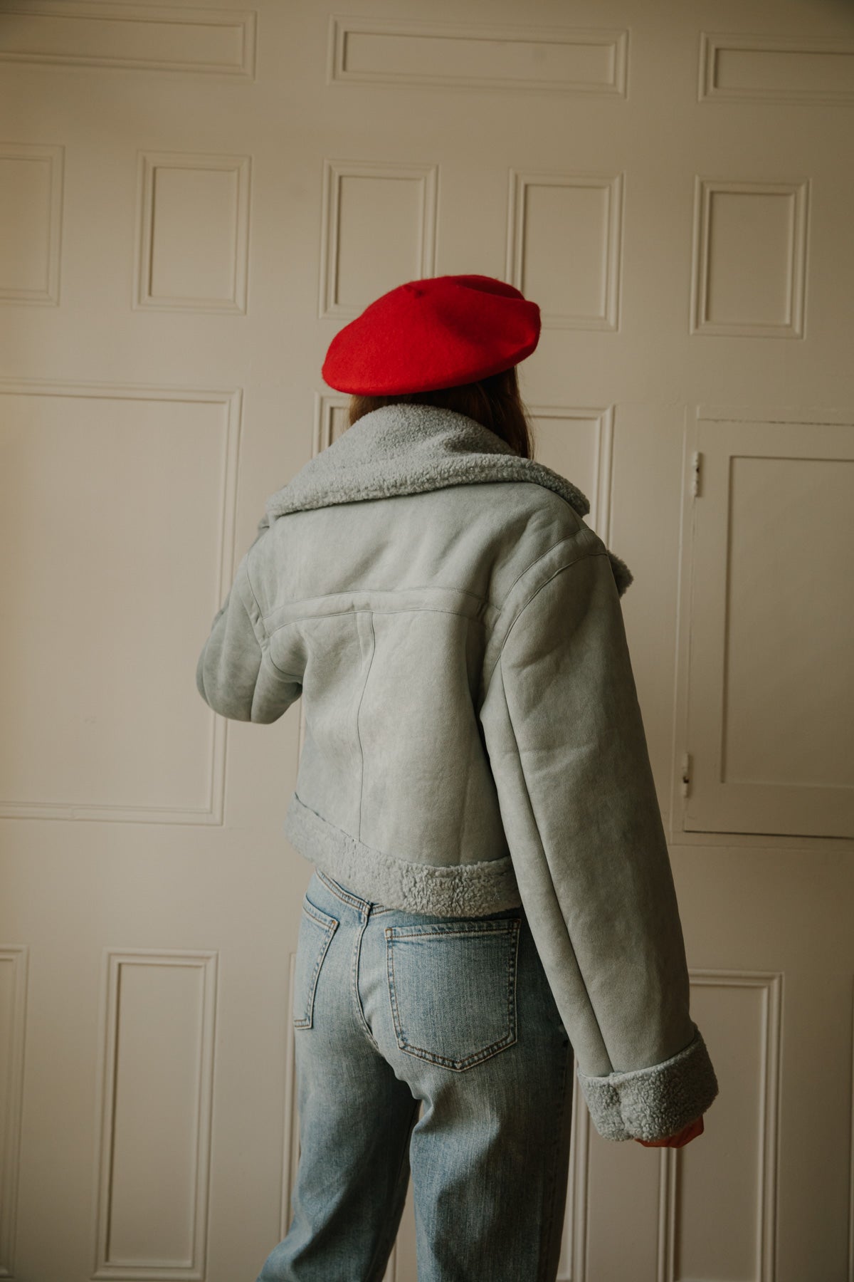 Sheared Suede Cropped Moto Jacket