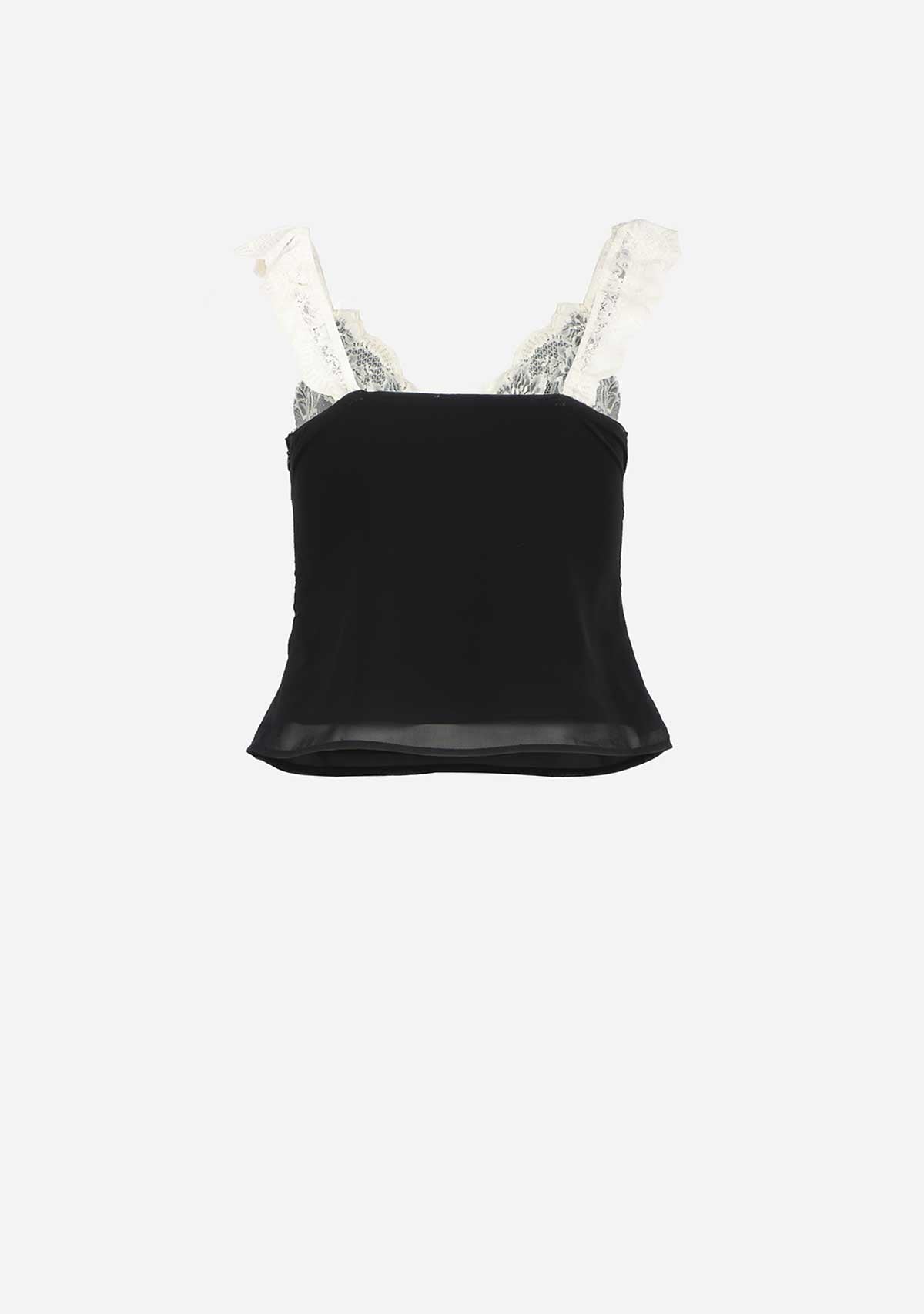 Black-White Floral Embroidered Lace Layered Top The Latest Scoop