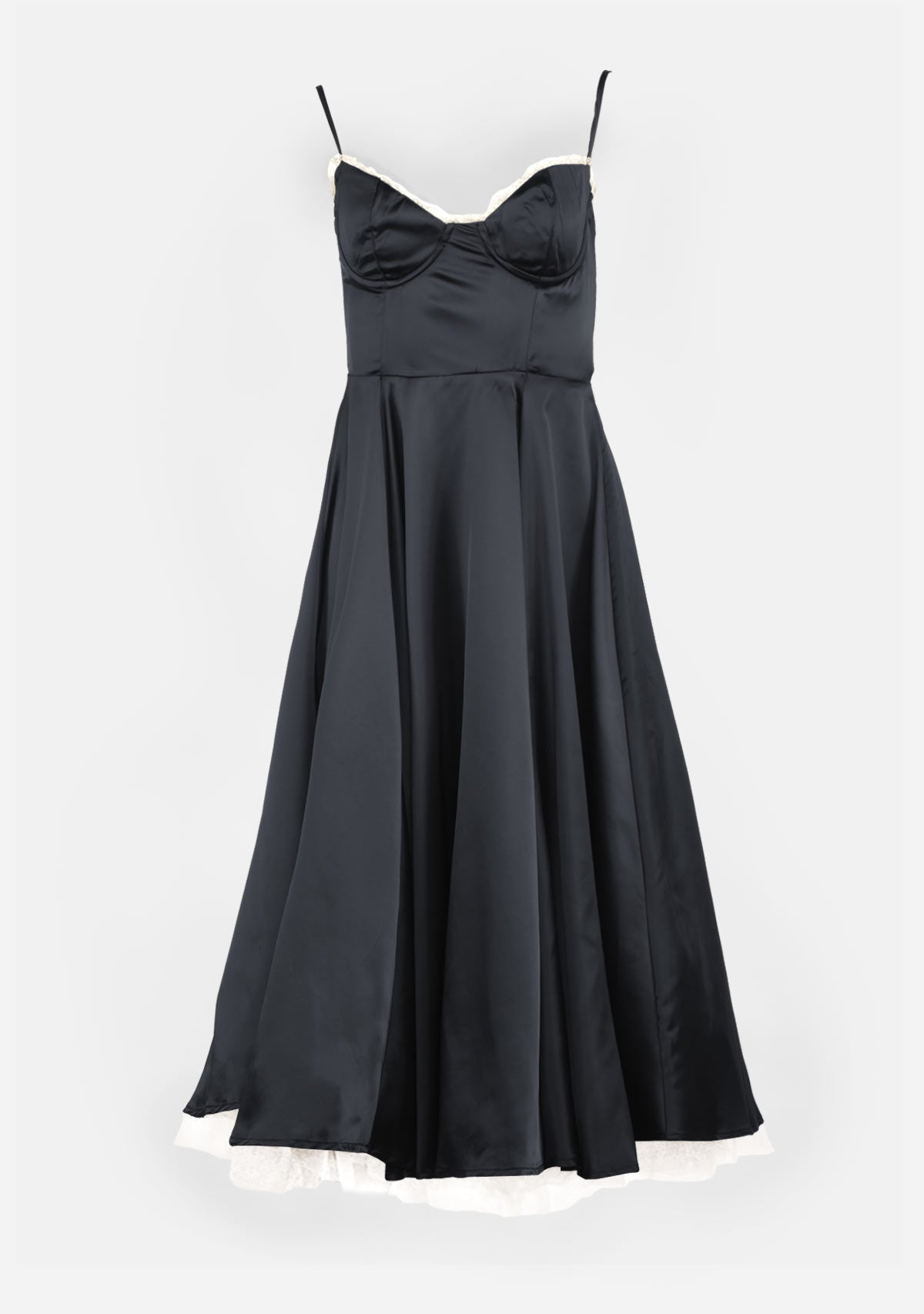 knee length dresses for ladies Enchanted Black Satin Slip Midi Dress