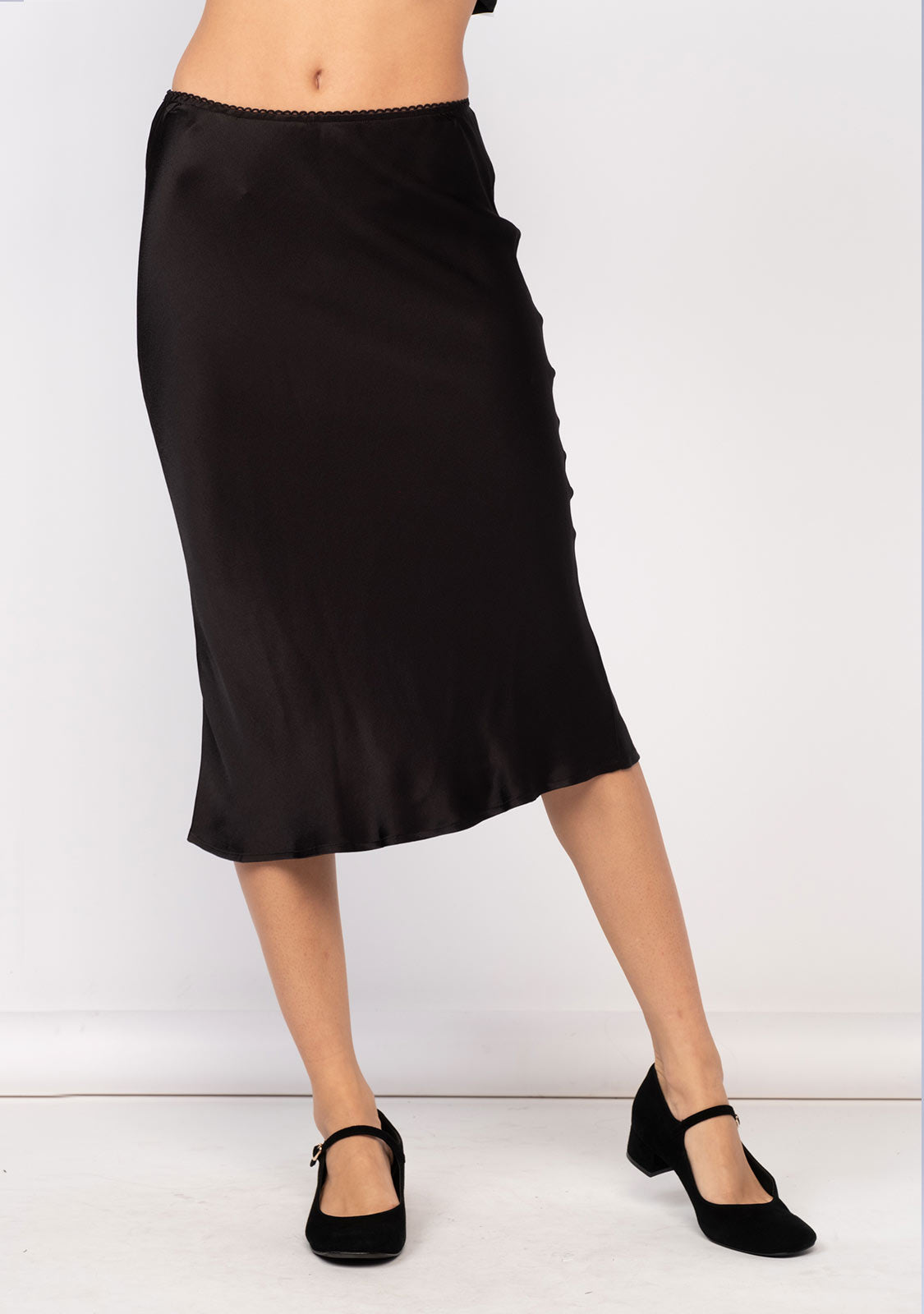 Stain Mini Lace Trim Slim Fit-In Midi Skirt The Latest Scoop