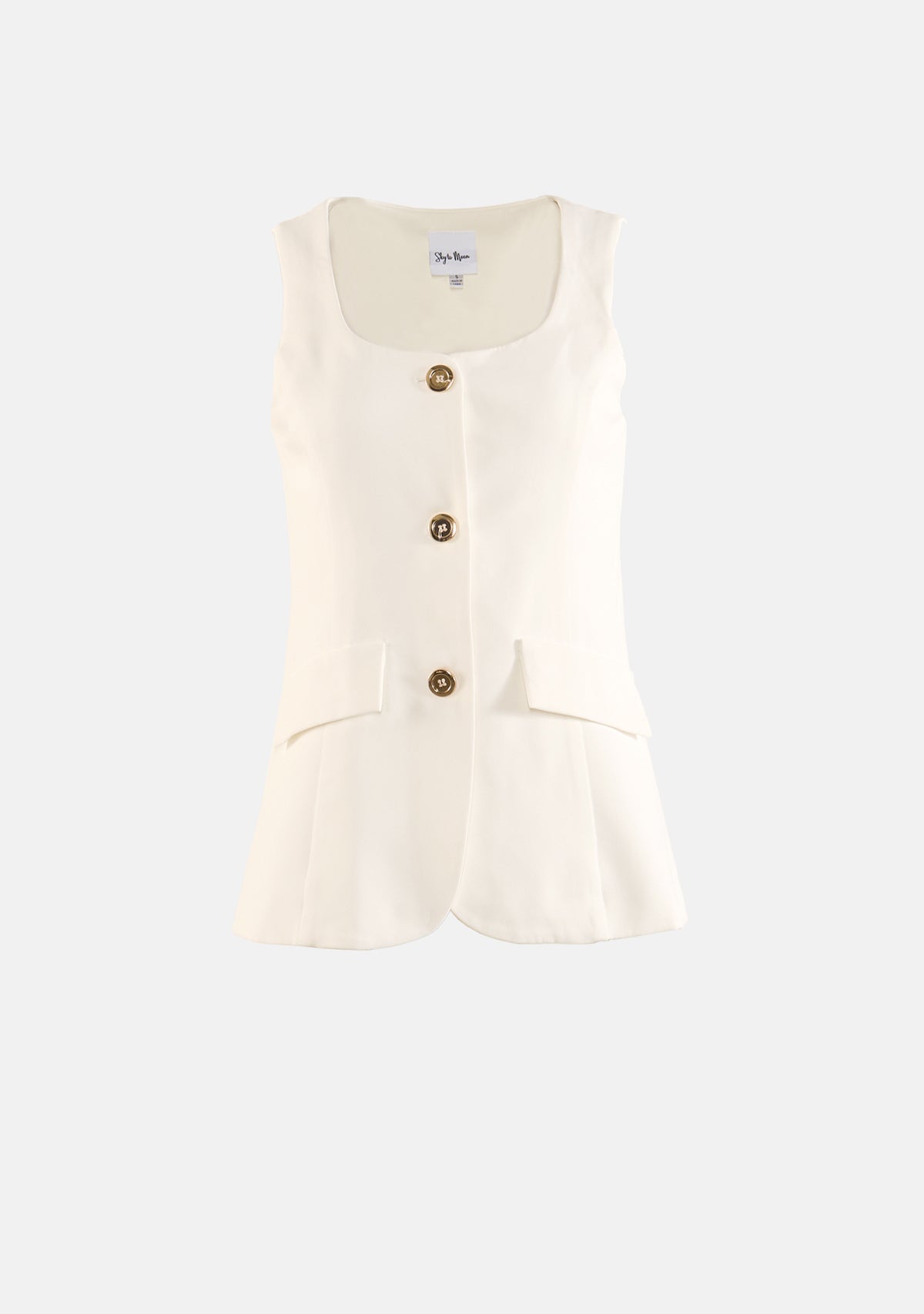 Rosie Gold Button Vest Top In White