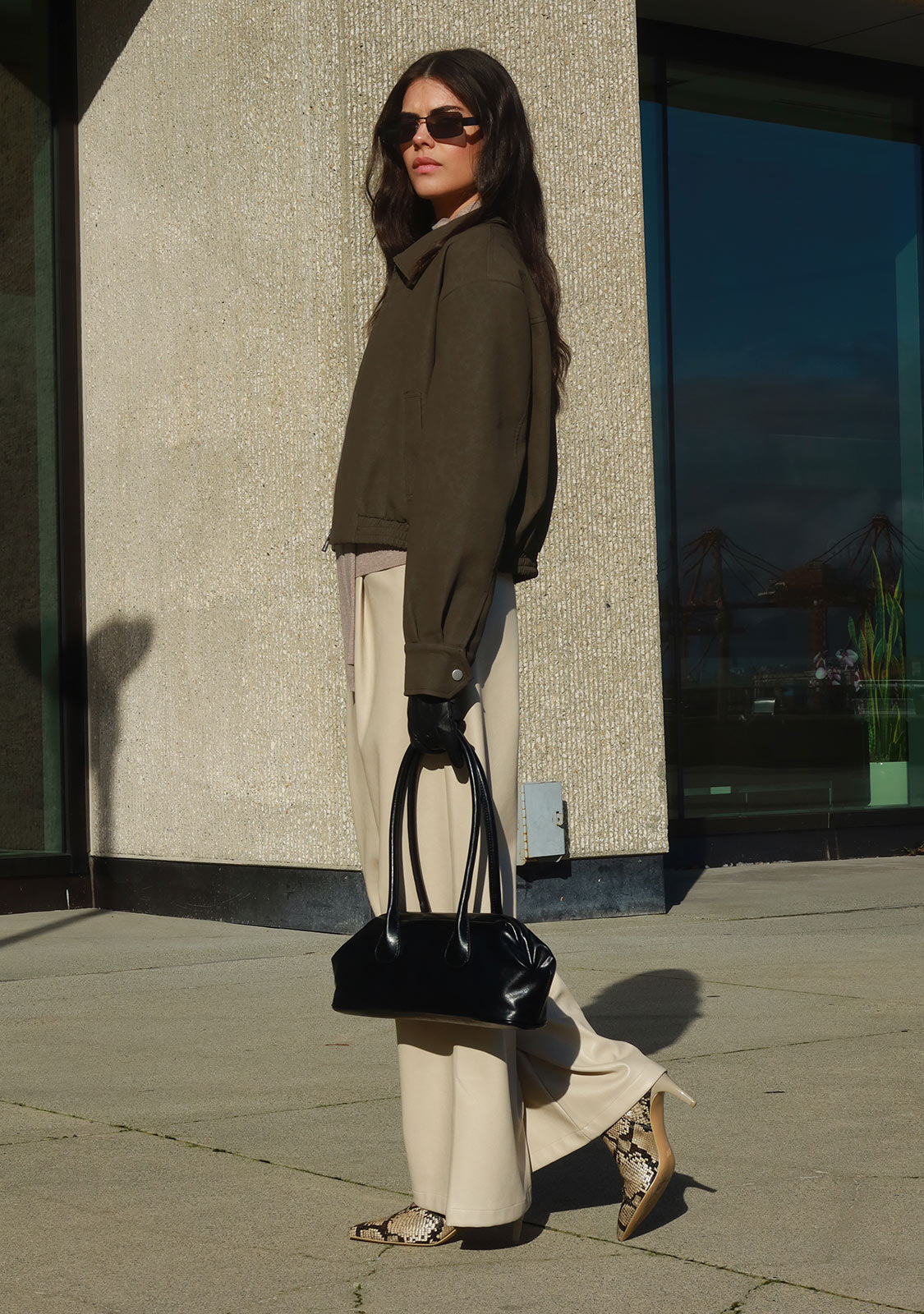 Zip-Up Bomber Jacket Olive/Green