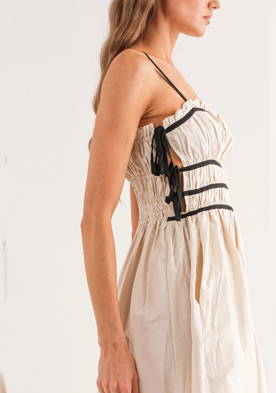 Lena Midi Dress Natural/Black