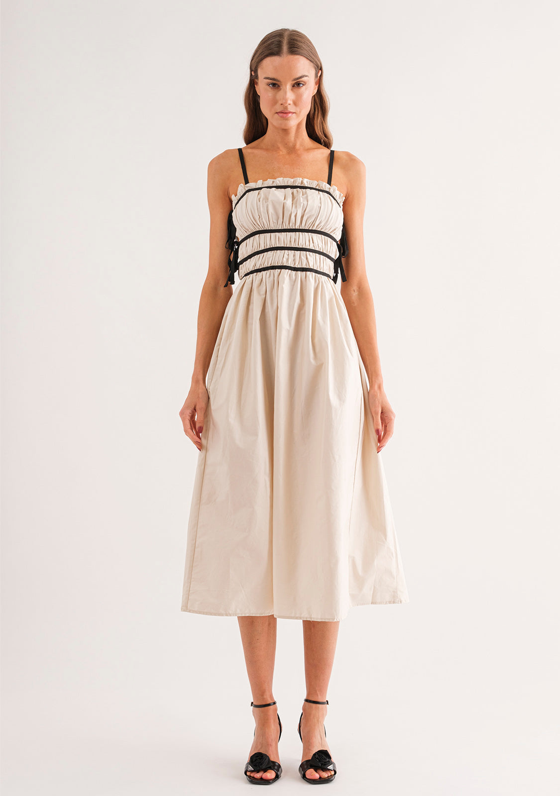 Lena Midi Dress Natural/Black