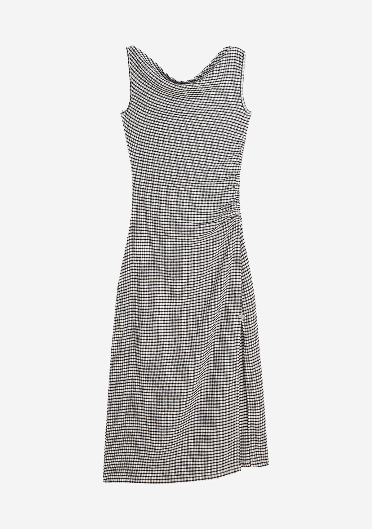 Structured Gingham Drapey Midi Dress Meteorite