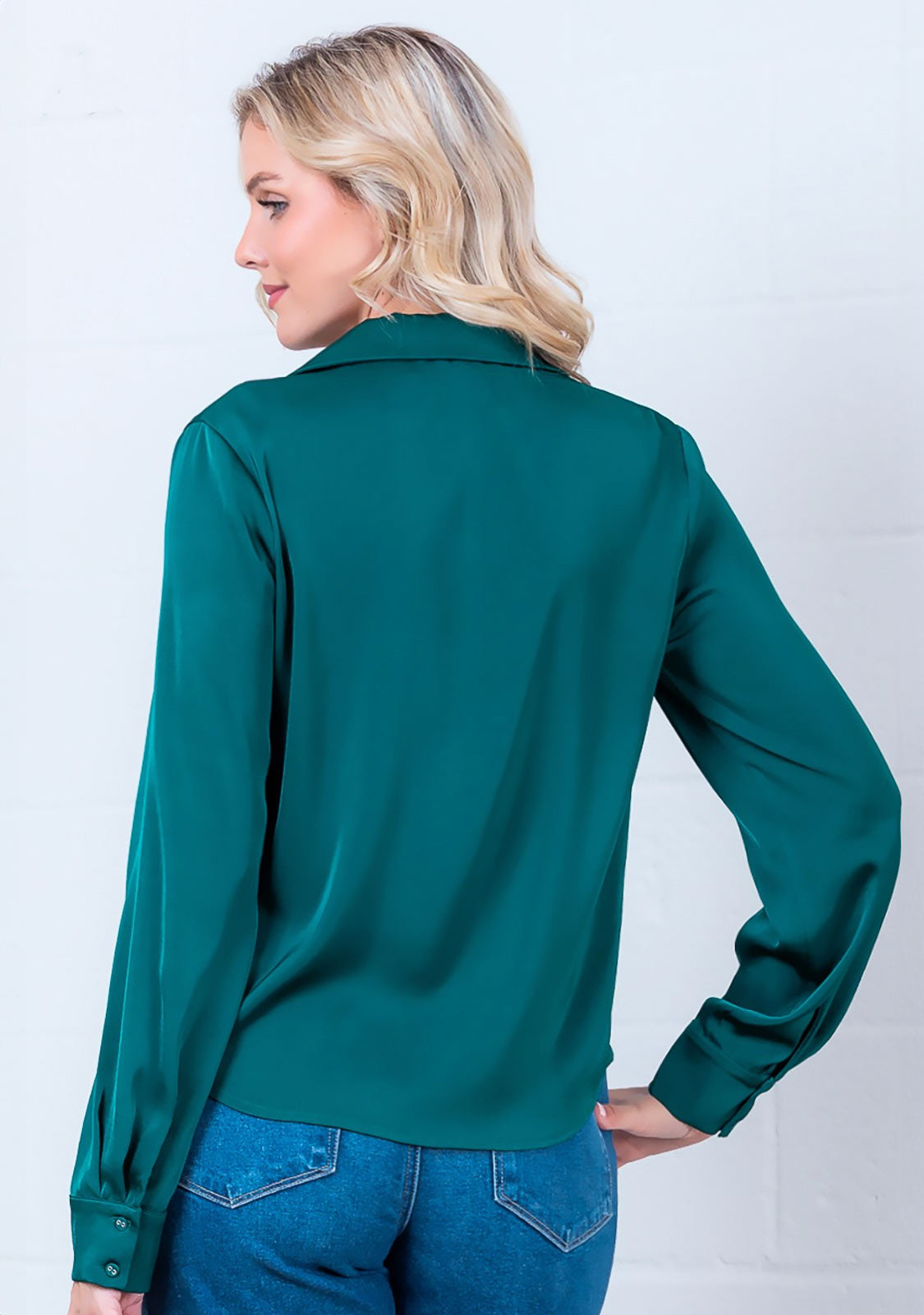 Long Sleeve Fine Satin Button-Up Shirt The Latest Scoop