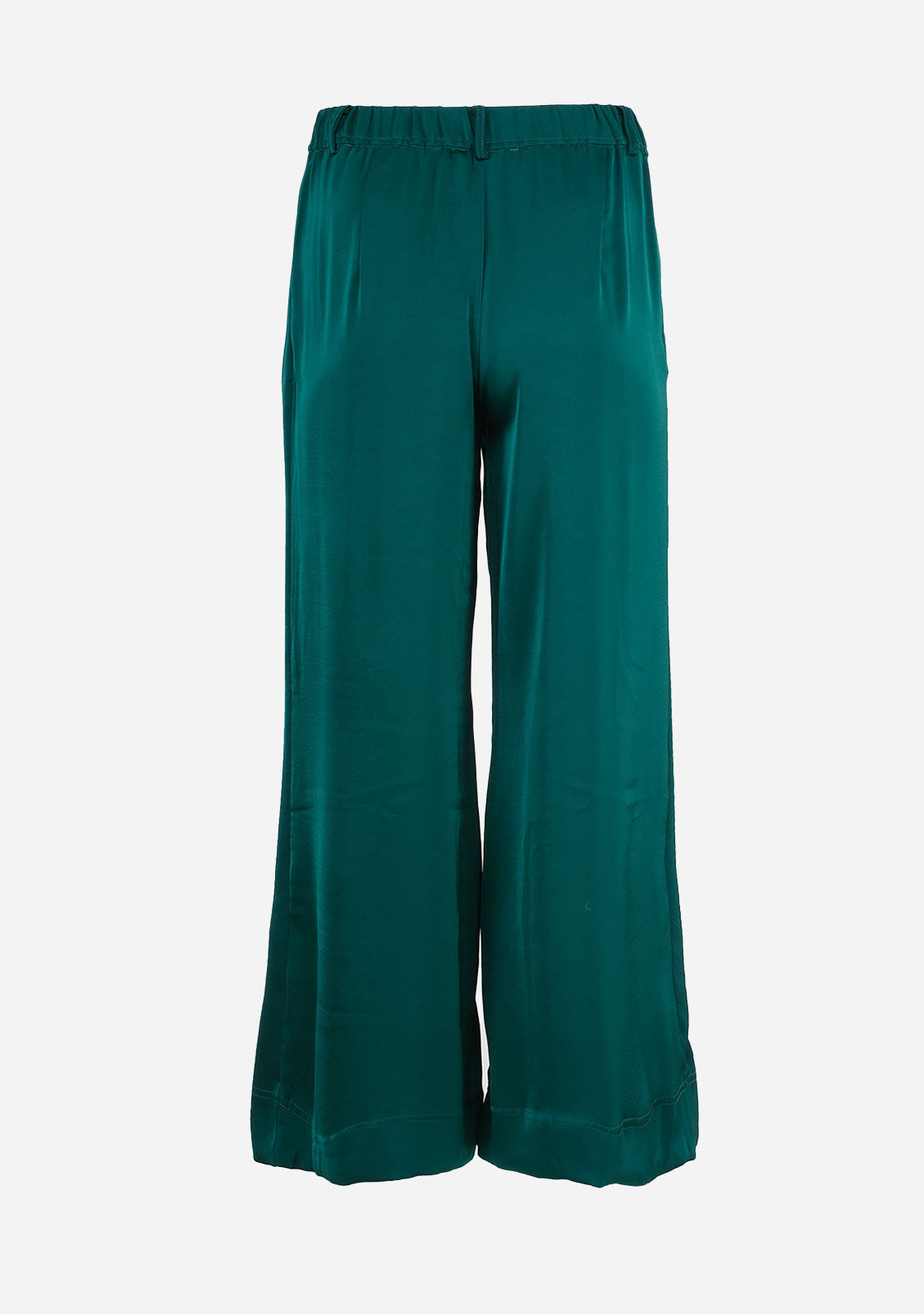 Wide Leg Front Zipper Fine Satin Pant