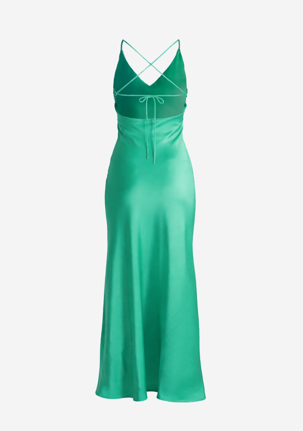 V-Neck Satin Slip Maxi Dress Light Green
