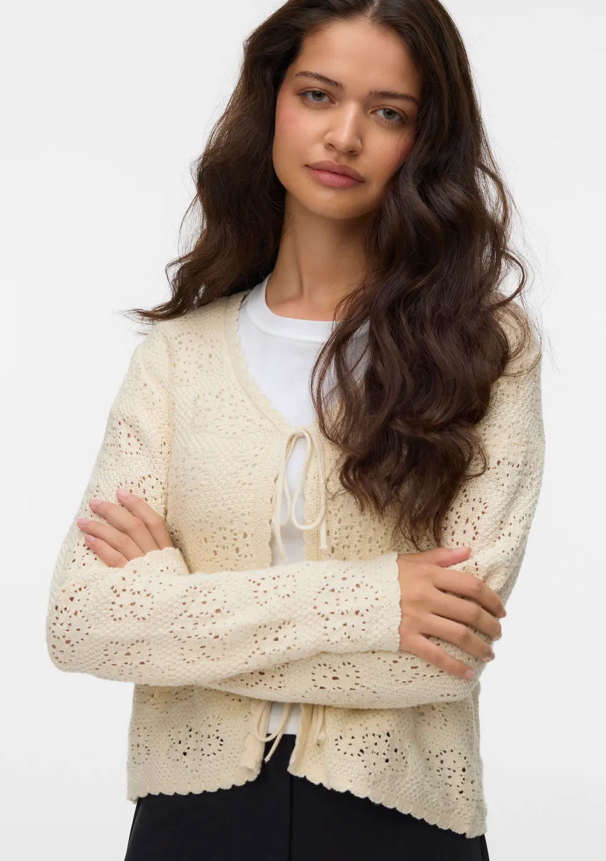 Vmava Ls V-Neck Tie String Cardigan Birch