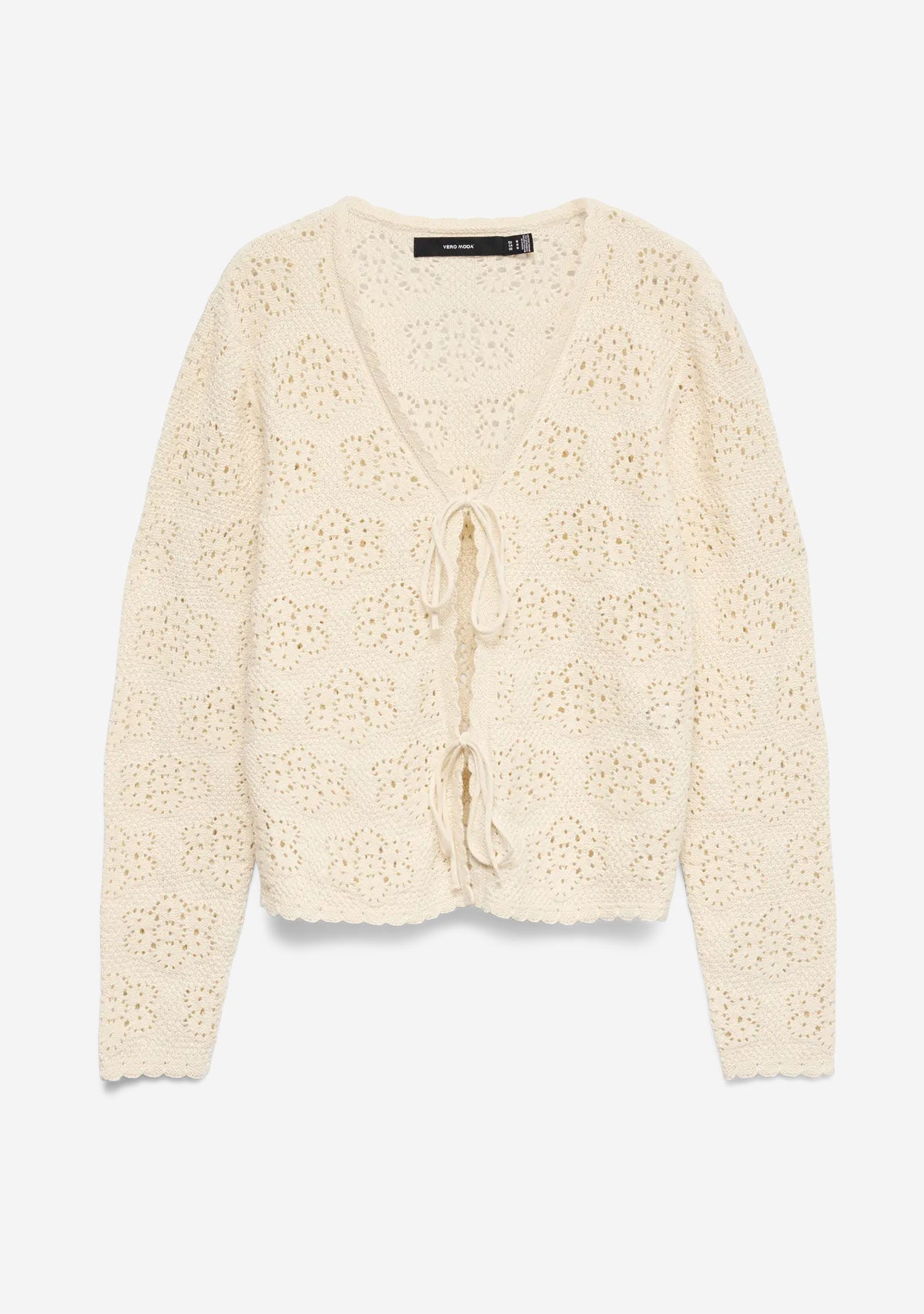 Vmava Ls V-Neck Tie String Cardigan Birch Vero Moda