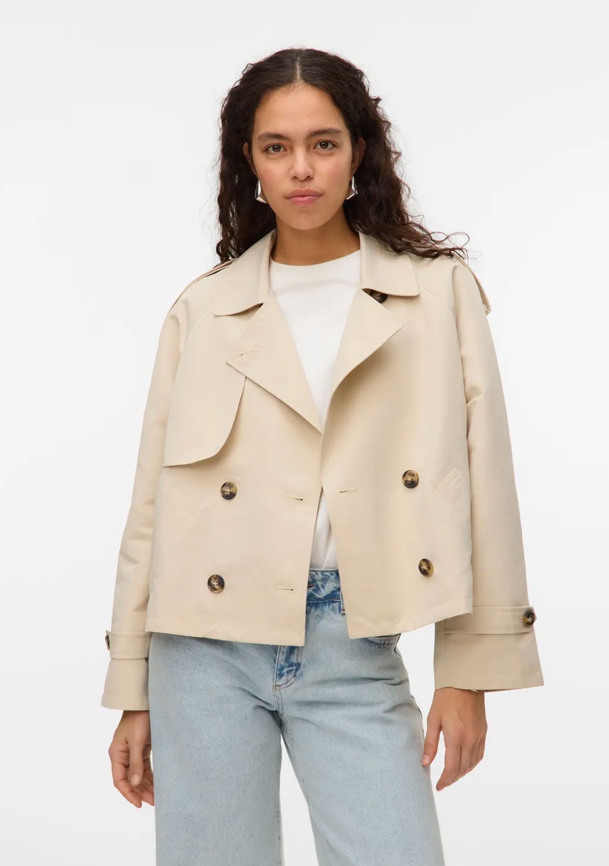 VM Chloe Short Trench Coat Oatmeal Vero Moda