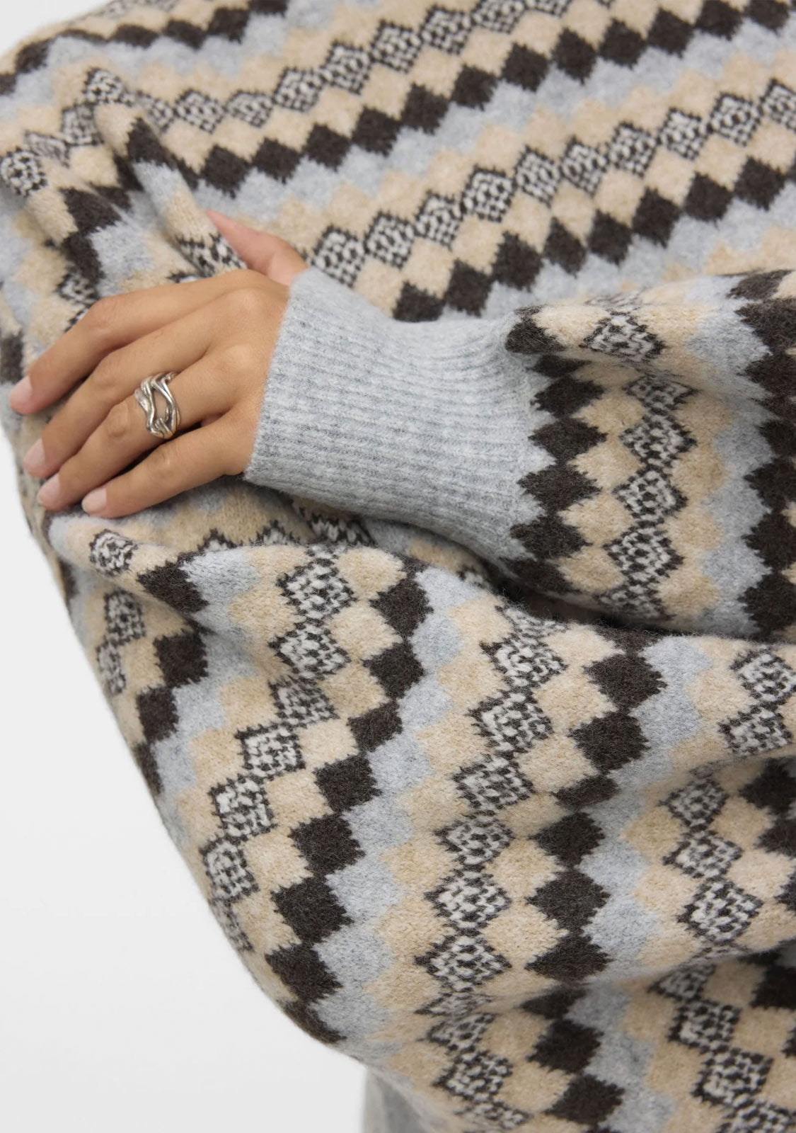 VMGaiva Ls Highneck Pullover Light Grey Melange