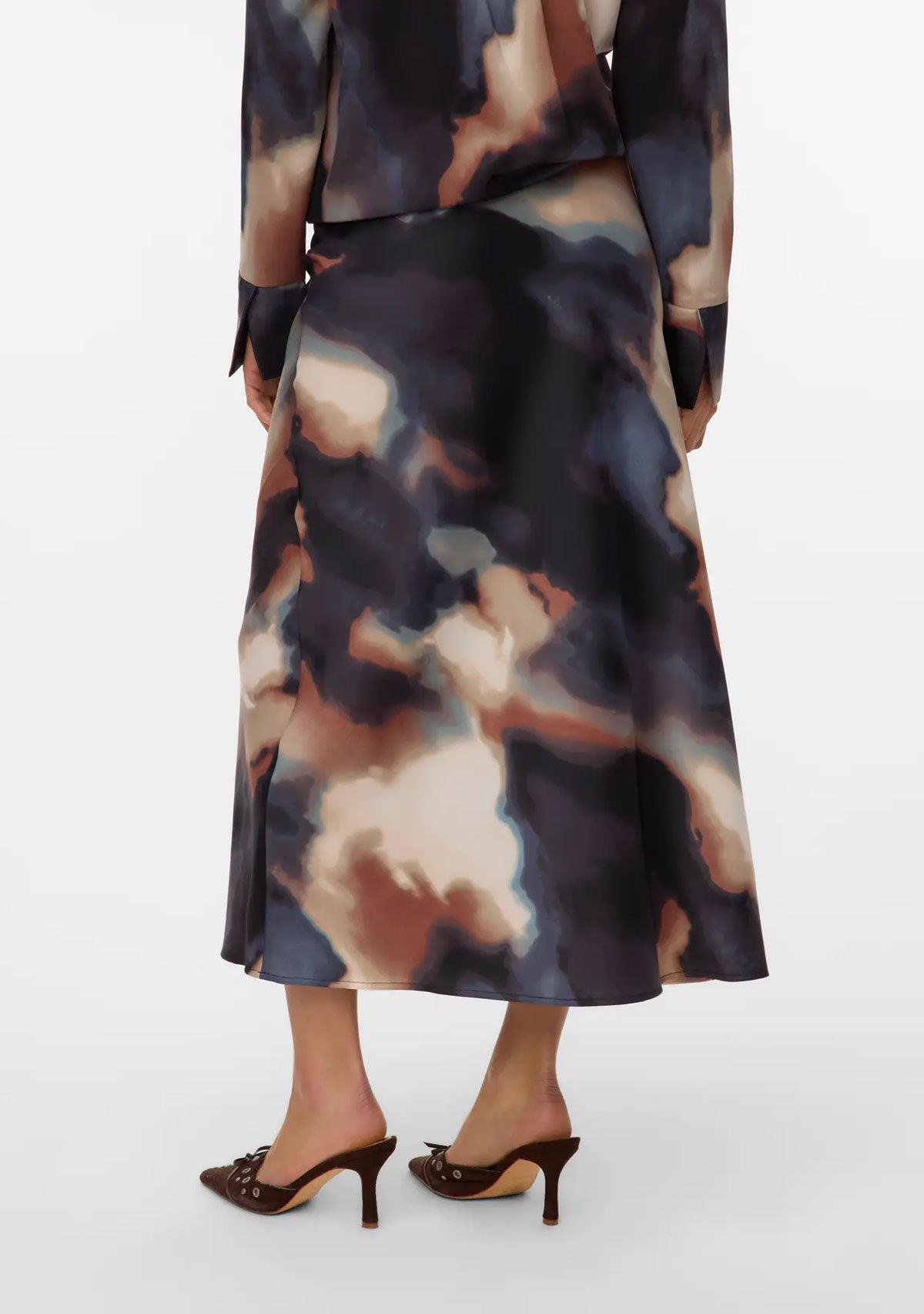 VMJoa Hw Ankle Skirt Pr Wvn Ga Black Mood Indigo
