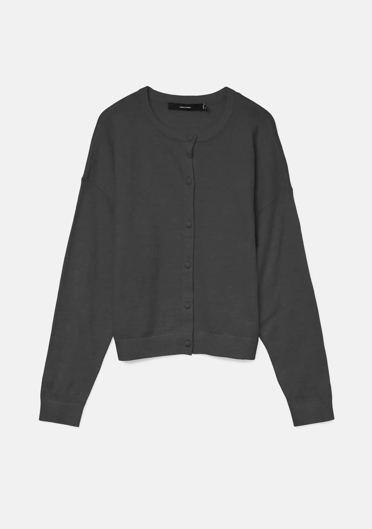 Vmmarina Ls O-neck Cardigan Noos Dark Grey Melange