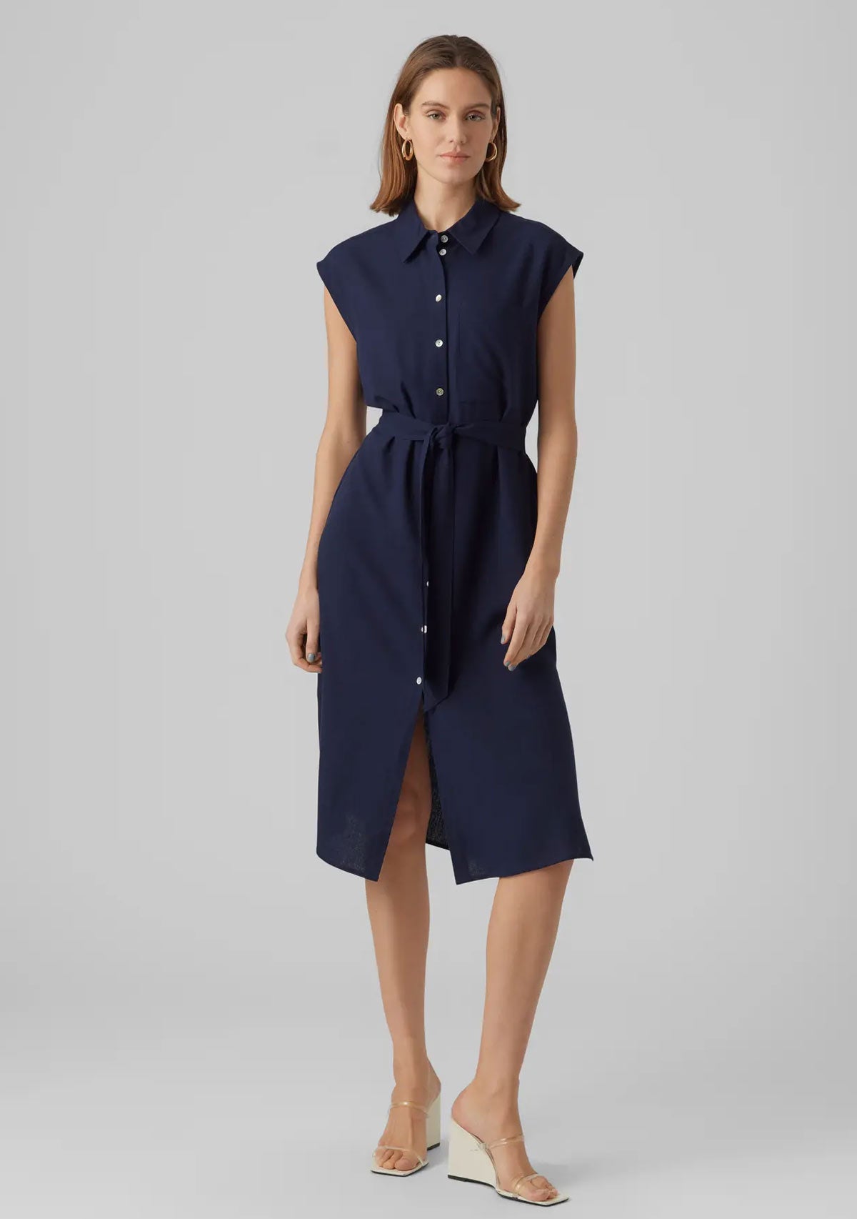 Vm Mymilo Calf Shirt Dress Navy Blazer
