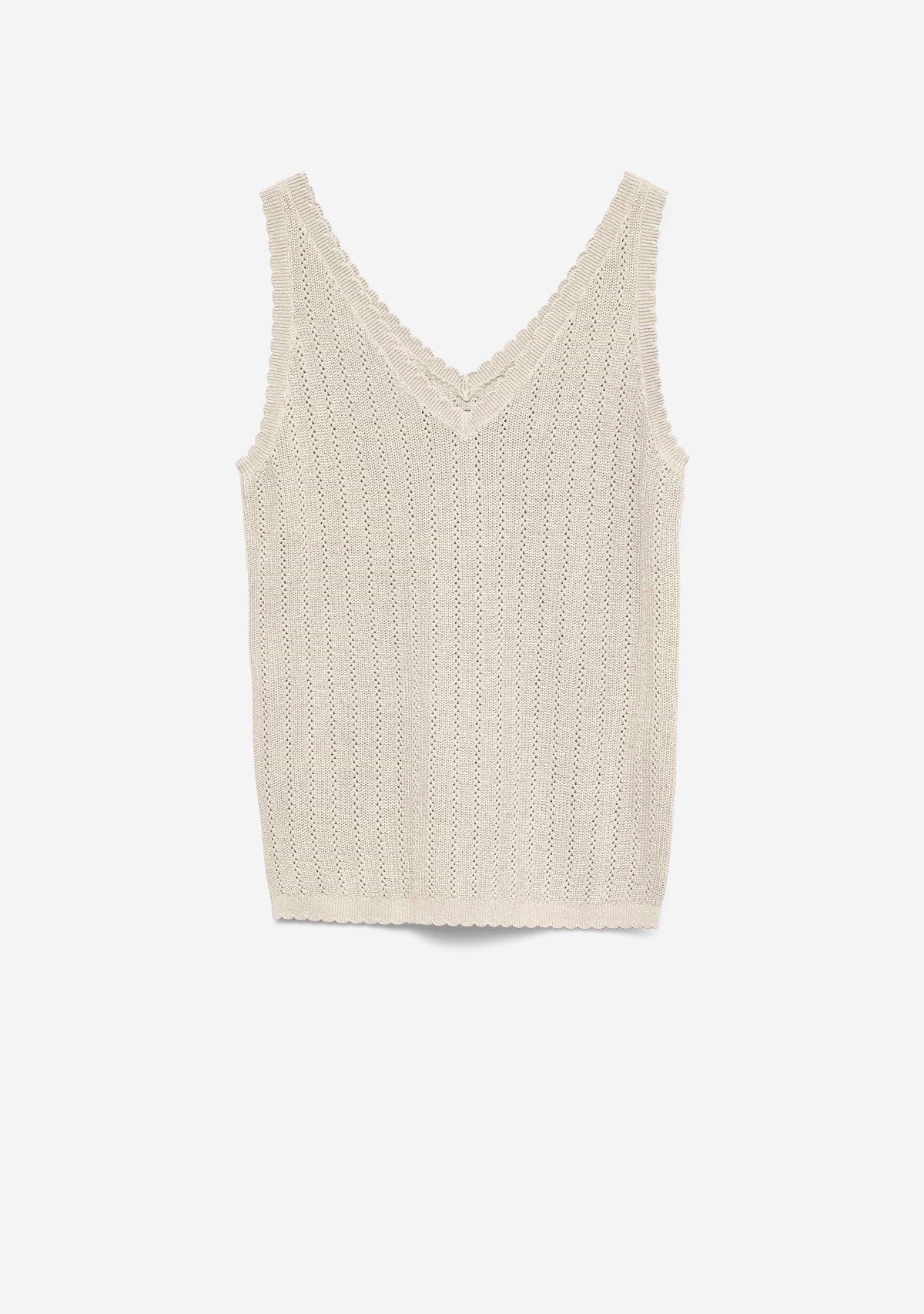 Vm New Lex Pointelle V-Neck Top Noos Birch Vero Moda