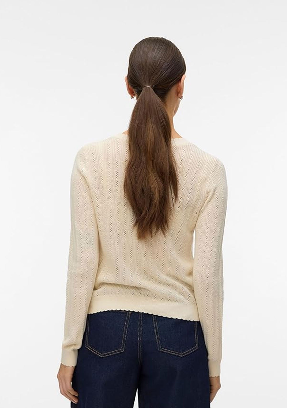 Vm Newl Ex Pointelle Cardigan Noos Birch
