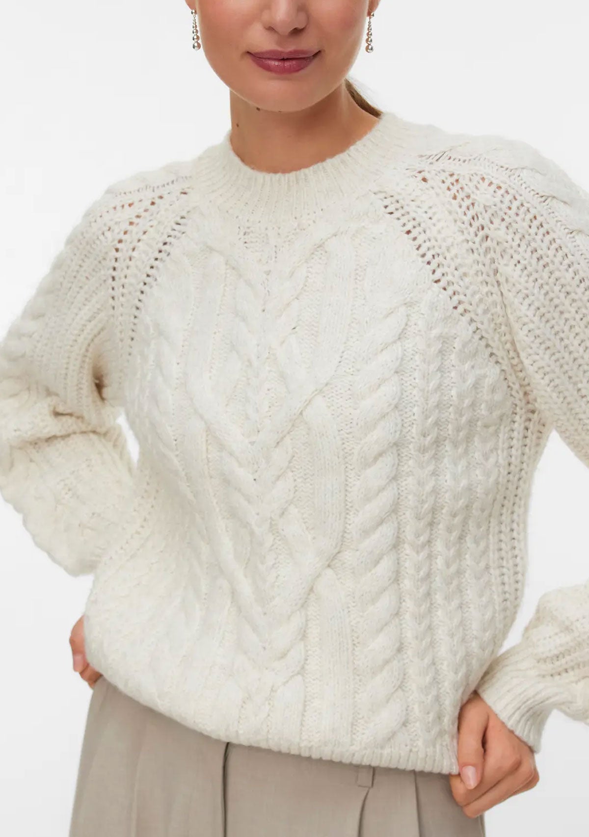 VmMJada Ls Oneck Cable Pullover Birch