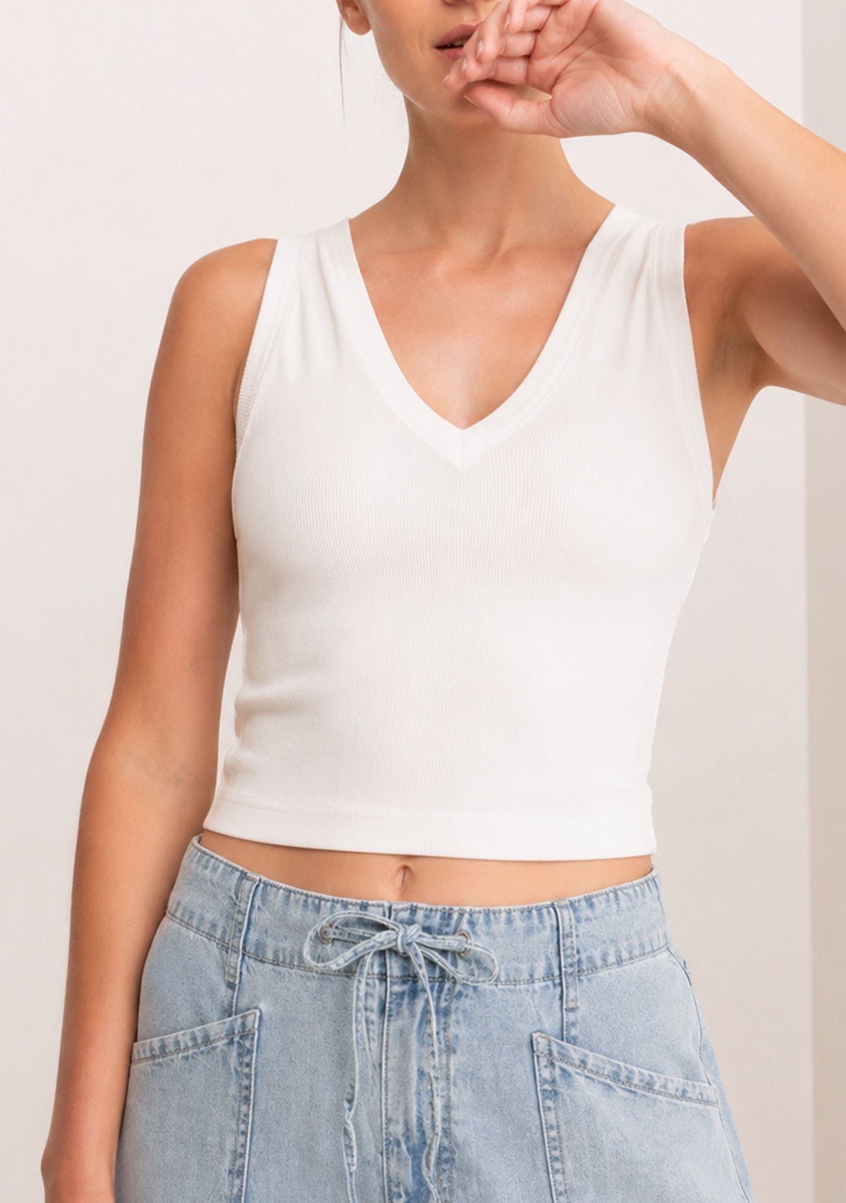 Vmchloe Short Deep V-Neck Top Snow White