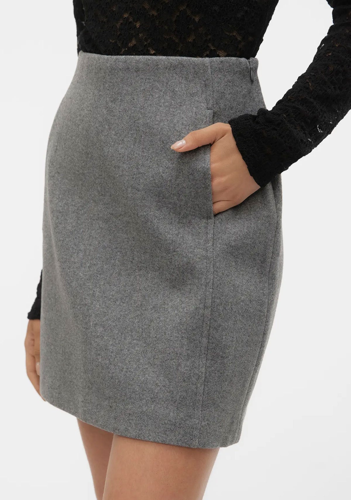 VM Fortune Allison Short Skirt Medium Grey Melange Vero Moda