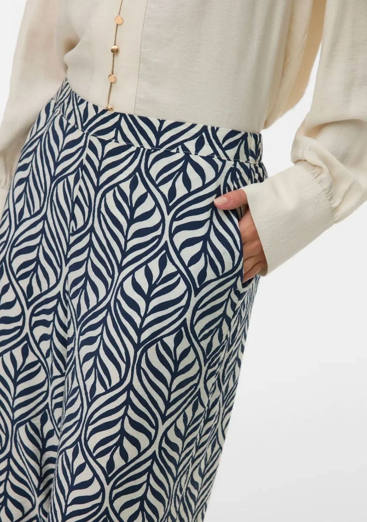 Vmjosie Hw Wide Pant Birch Navy Blazer Bonnie
