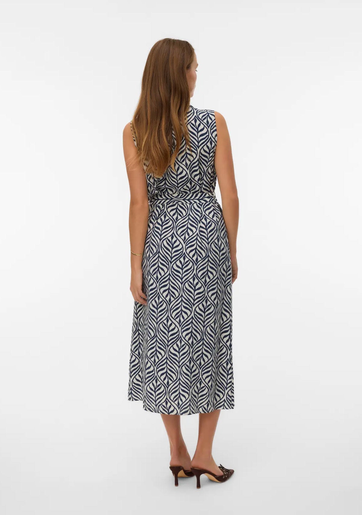 Vmjosie Sl V-Neck 7/8 Dress Birch Navy Blaze Bonnie