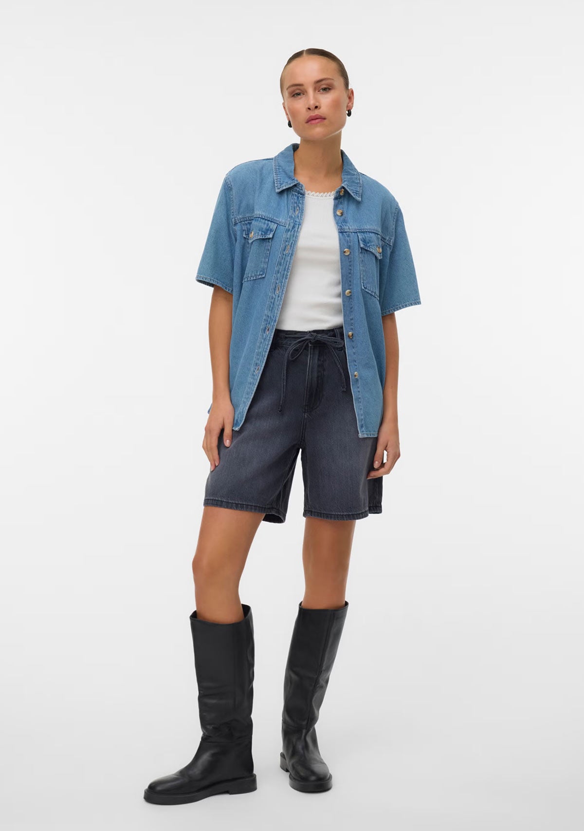 Vmsigga Ss Clr Denim Shirt Light Blue Denim