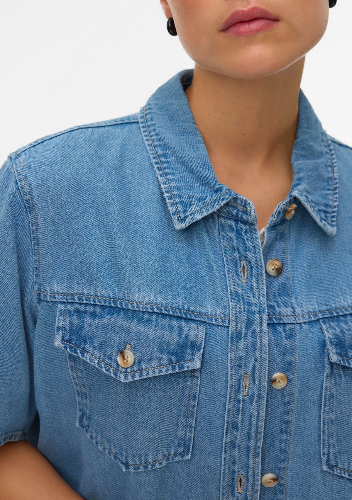 Vmsigga Ss Clr Denim Shirt Light Blue Denim