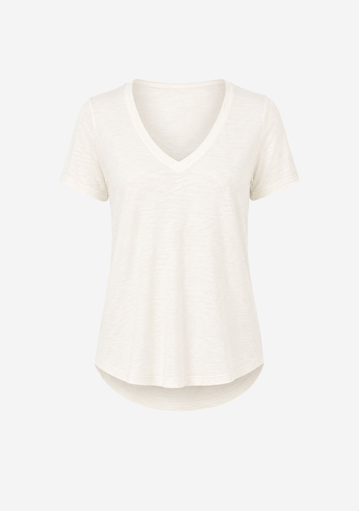 Hacci Slub V-Neck Band Tee Ivory Wasabi + Mint