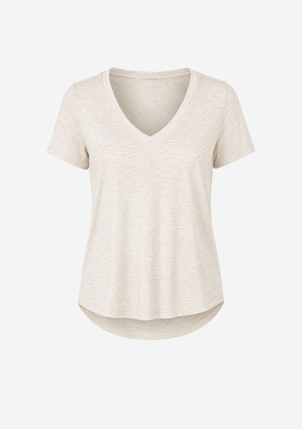 Hacci Slub V-Neck Band Tee Natural The Latest Scoop