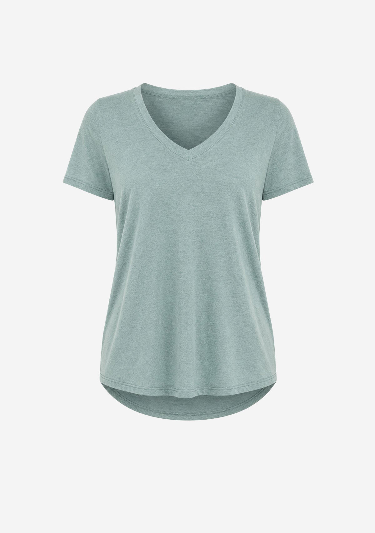 Hacci Slub V-Neck Band Tee Seagrass The Latest Scoop